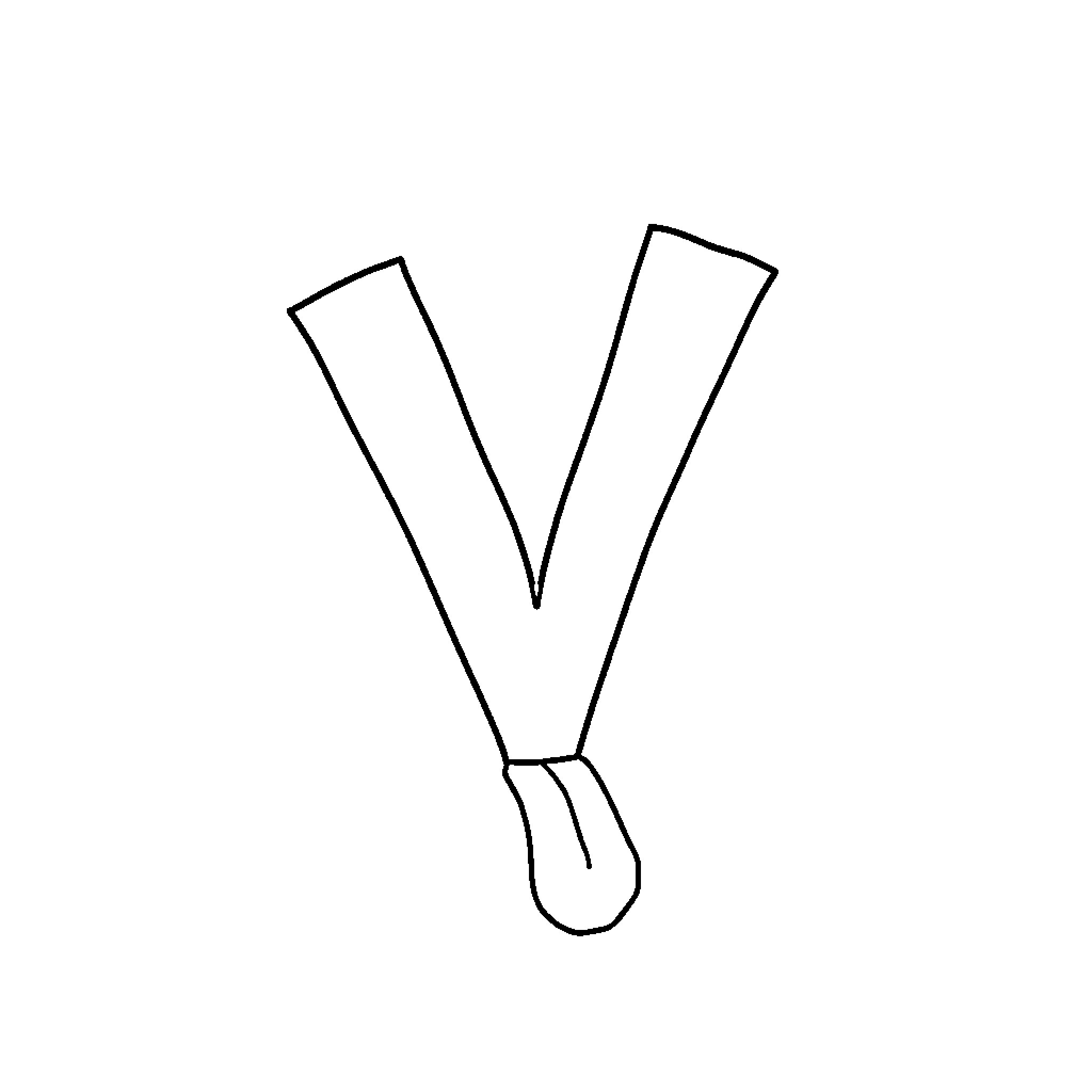 Letter V formed by abstract lines Coloring Page (free black-and-white line drawing printable PDF for all, from beginners to advanced learners, including children, teens, adults, and seniors)