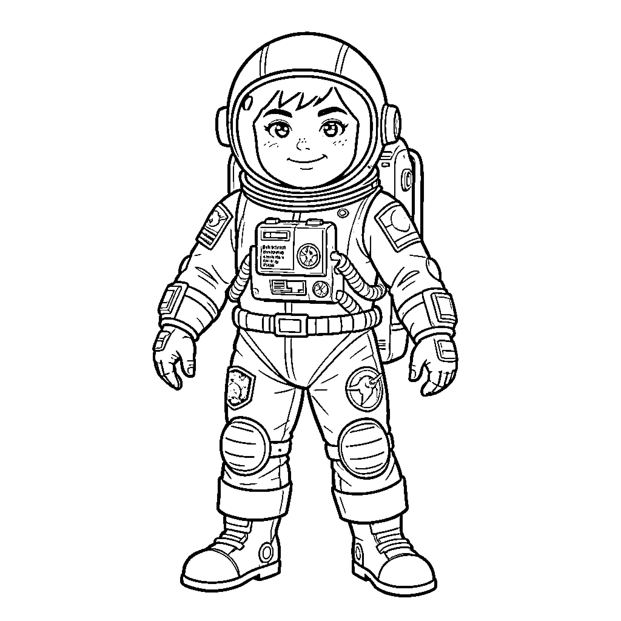 Flash McQueen in Astronaut Gear Coloring Page (free black-and-white line drawing printable PDF for all, from beginners to advanced learners, including children, teens, adults, and seniors)