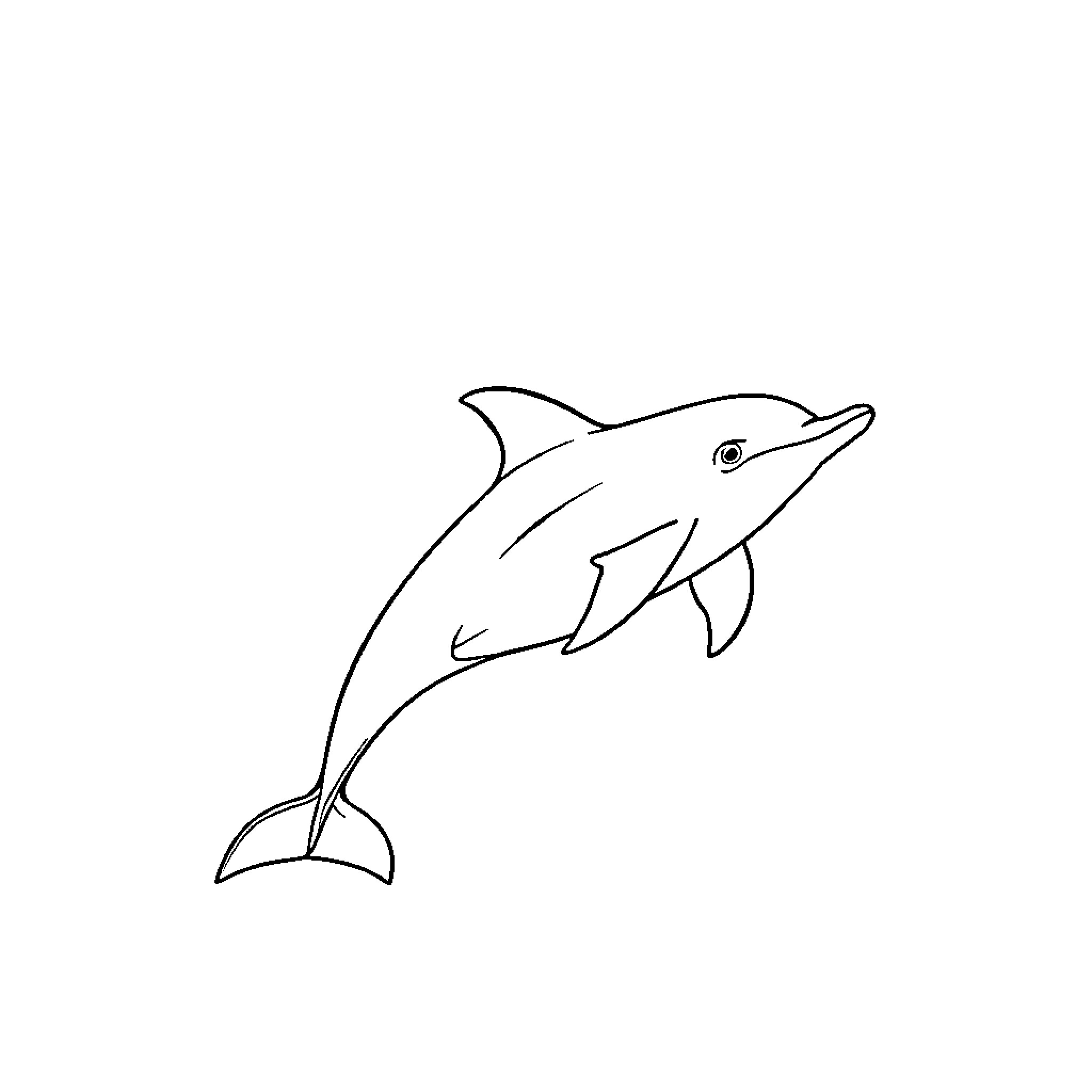Dolphin jumping in the water Coloring Page (free black-and-white line drawing printable PDF for all, from beginners to advanced learners, including children, teens, adults, and seniors)