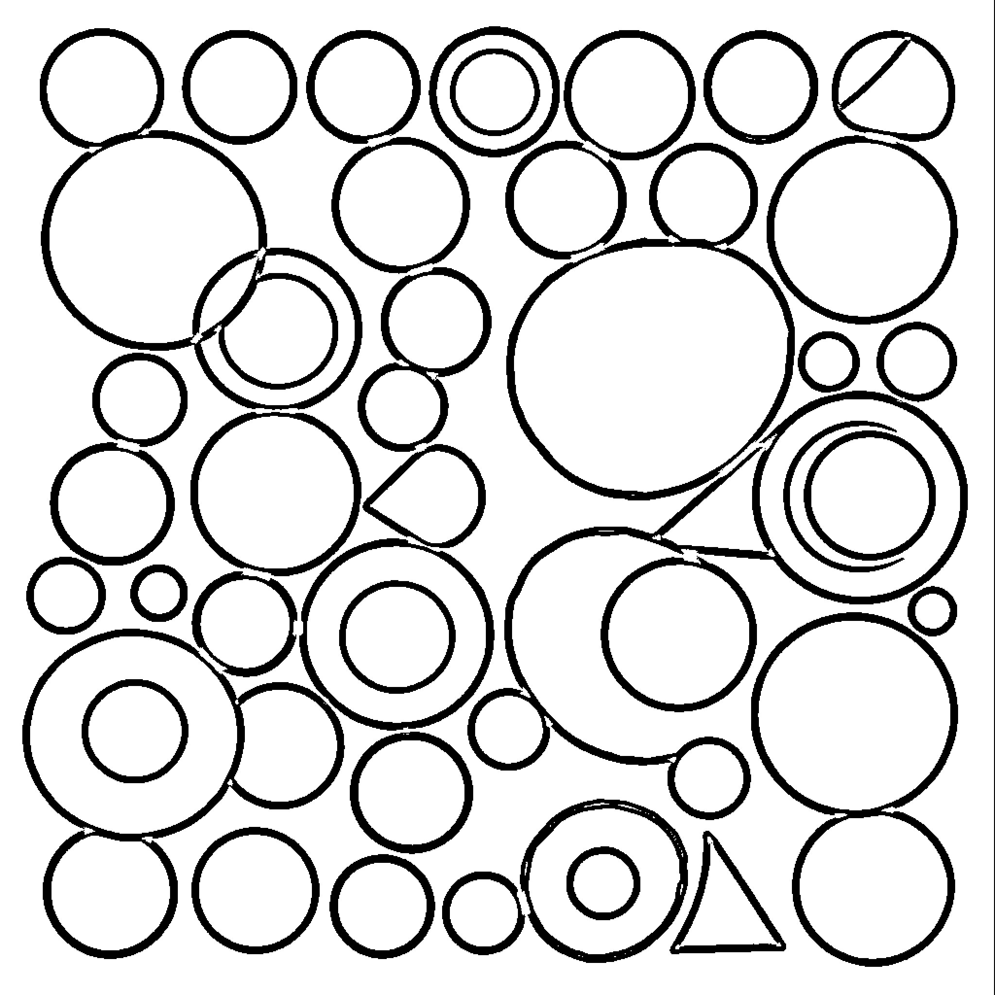 Shape Patterns and Arrangements of Circles Coloring Page (free black-and-white line drawing printable PDF for all, from beginners to advanced learners, including children, teens, adults, and seniors)