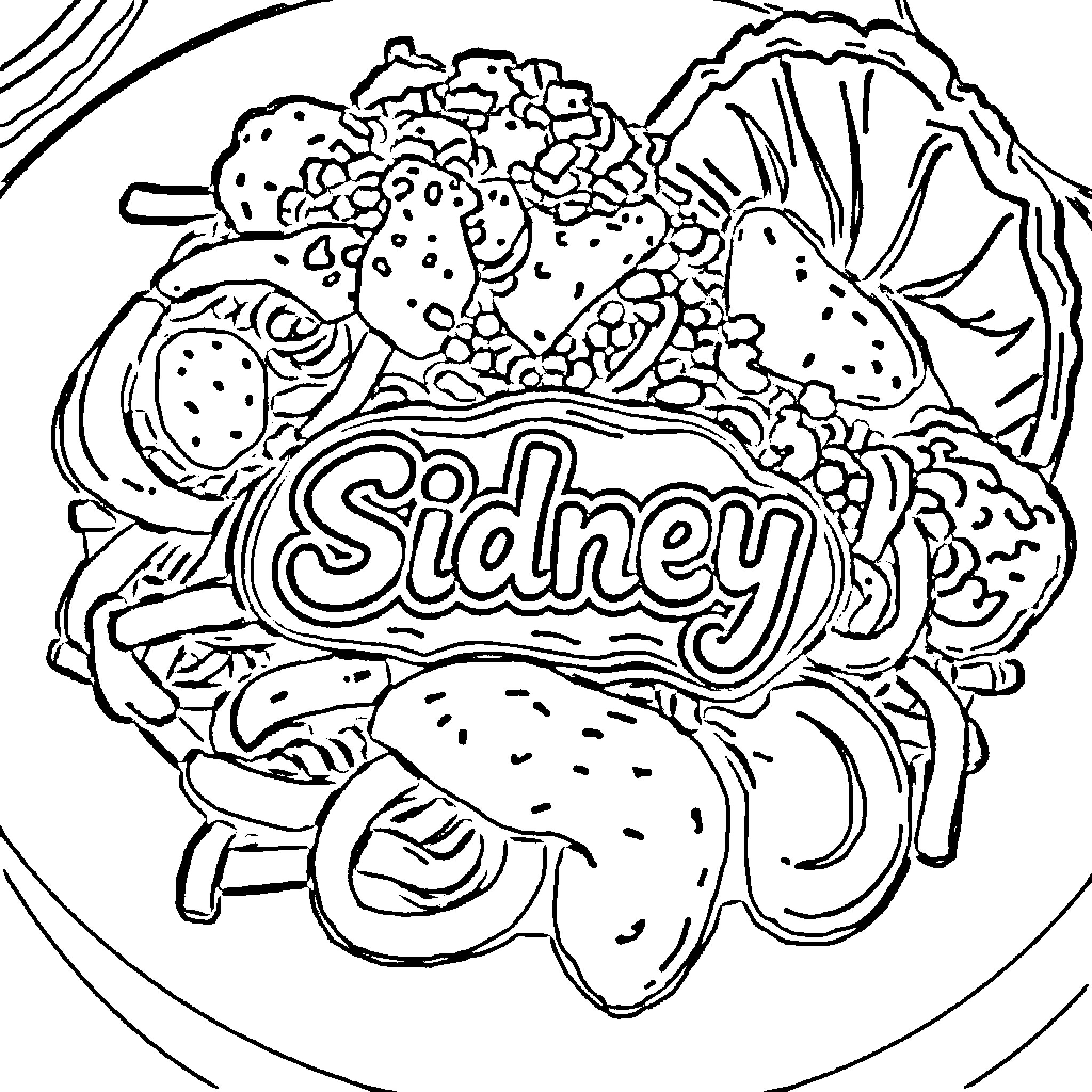 Mexican Food Doodle with Playful Ingredients Coloring Page (free black-and-white line drawing printable PDF for all, from beginners to advanced learners, including children, teens, adults, and seniors)