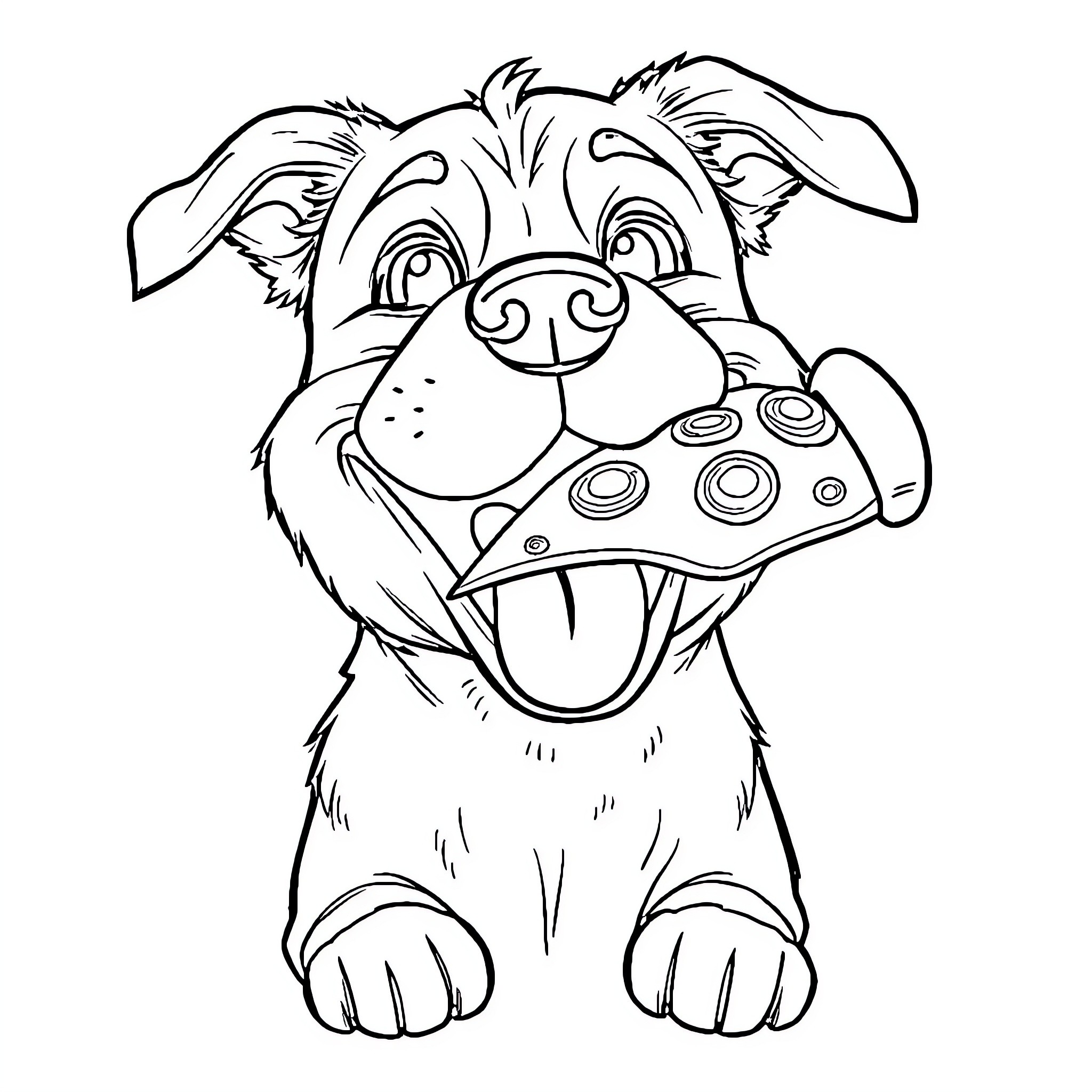 Dog Playing Video Game with Controller Coloring Page (free black-and-white line drawing printable PDF for all, from beginners to advanced learners, including children, teens, adults, and seniors)