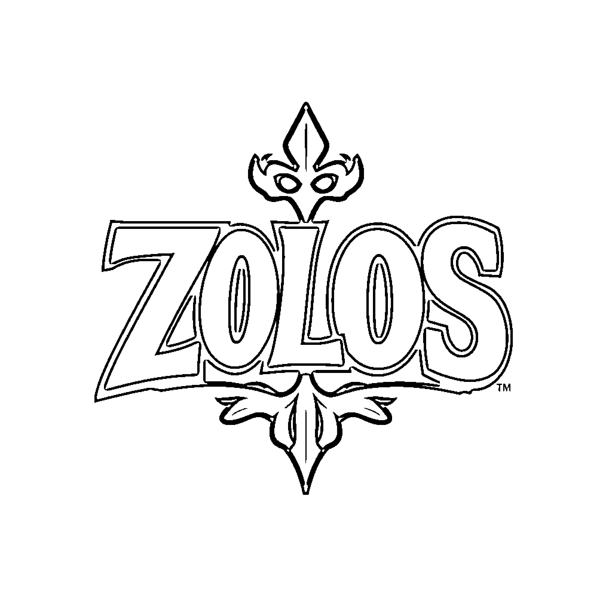 Zolos logo with stylized text and design Coloring Page (free black-and-white line drawing printable PDF for all, from beginners to advanced learners, including children, teens, adults, and seniors)