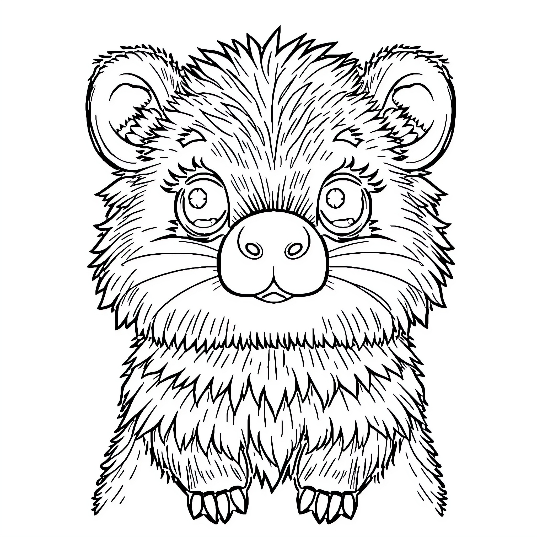 Capibara in whimsical and adorable expression Coloring Page (free black-and-white line drawing printable PDF for all, from beginners to advanced learners, including children, teens, adults, and seniors)