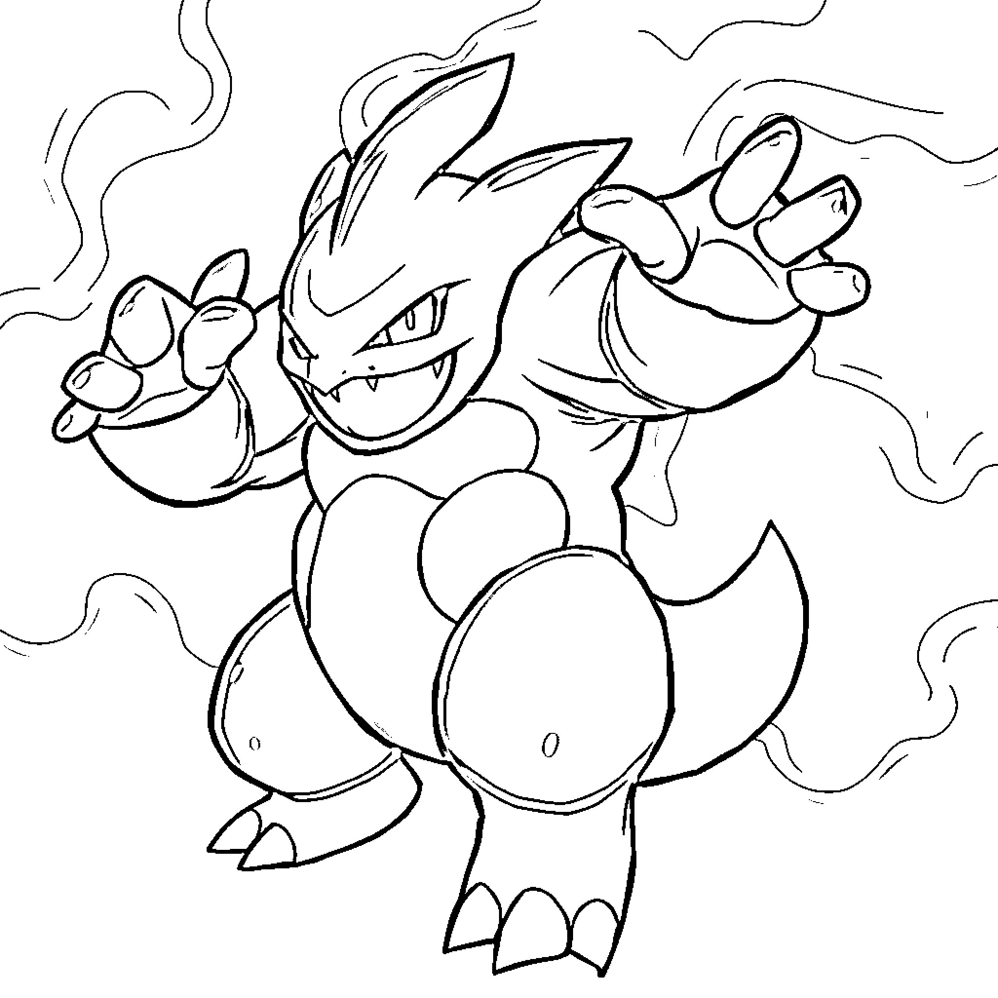 Polywrath attacking with fiery claws Coloring Page (free black-and-white line drawing printable PDF for all, from beginners to advanced learners, including children, teens, adults, and seniors)