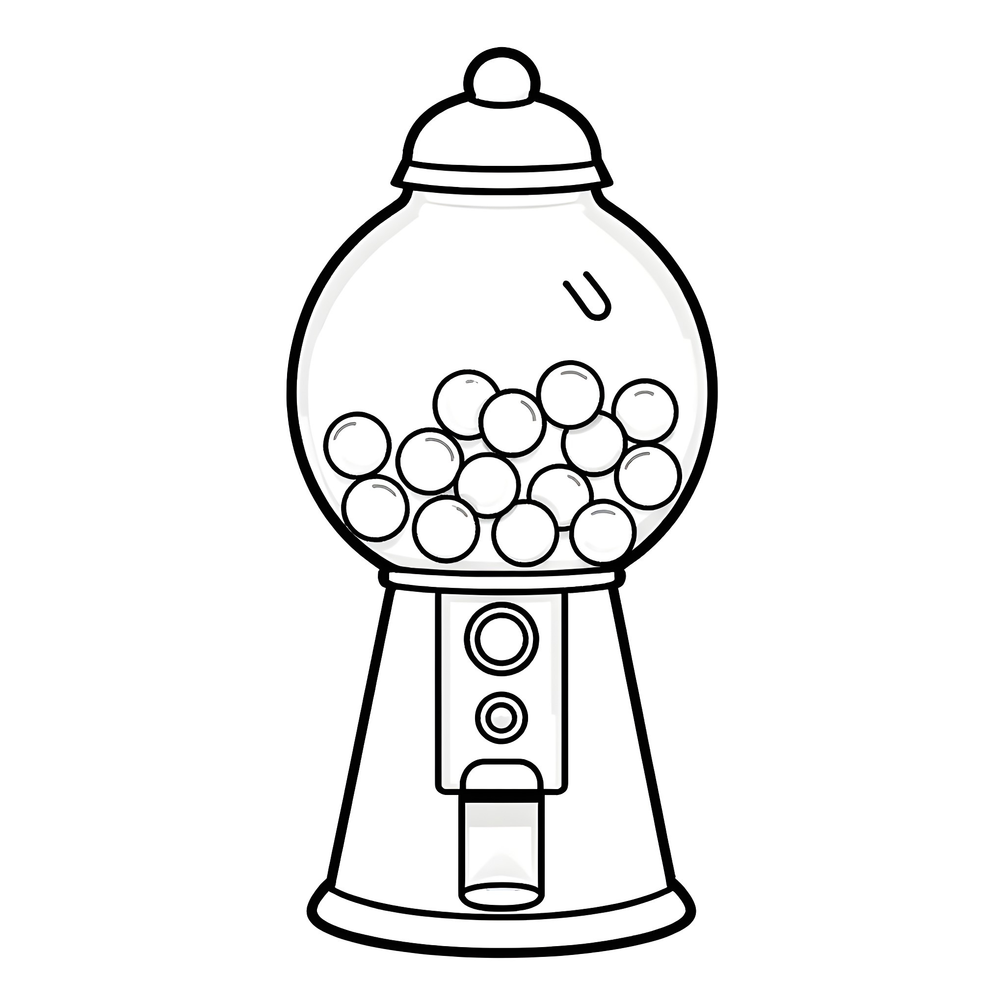 Gumball machine with lots of gumballs Coloring Page (free black-and-white line drawing printable PDF for all, from beginners to advanced learners, including children, teens, adults, and seniors)