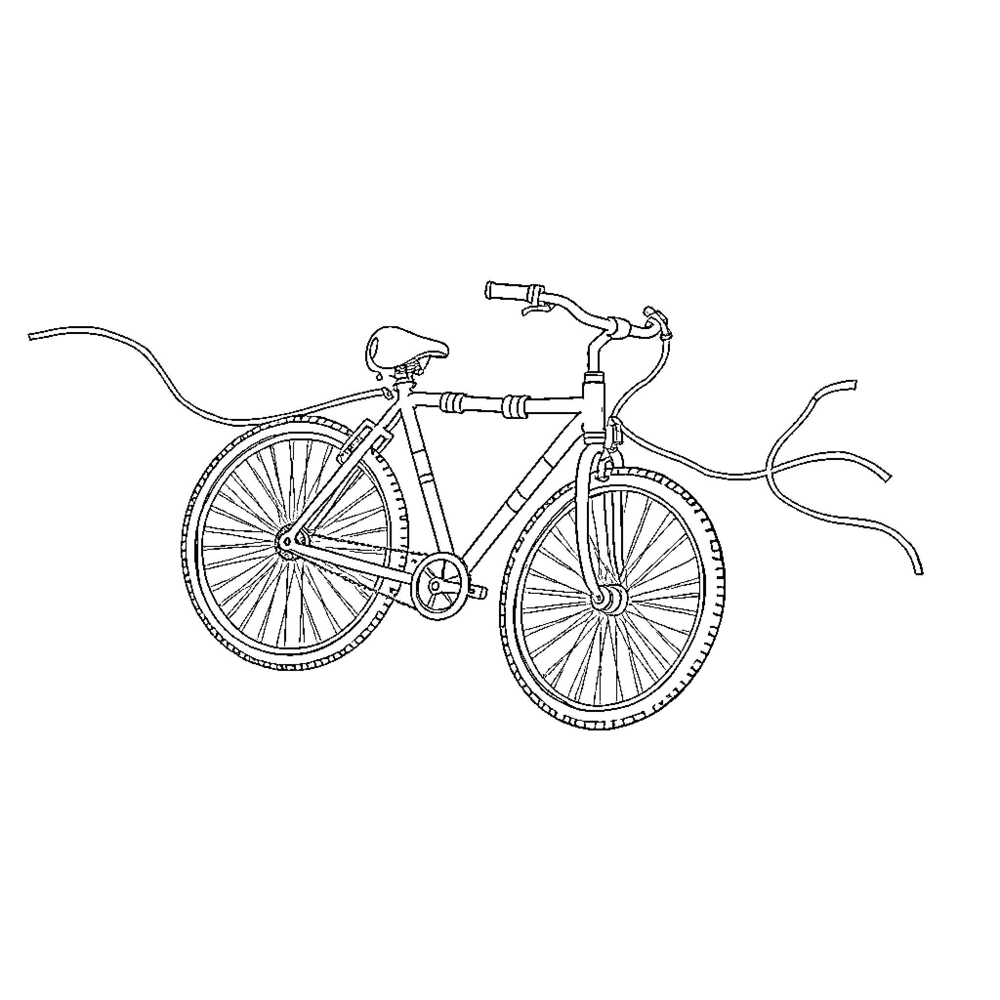Bicycle with vintage design and features Coloring Page (free black-and-white line drawing printable PDF for all, from beginners to advanced learners, including children, teens, adults, and seniors)