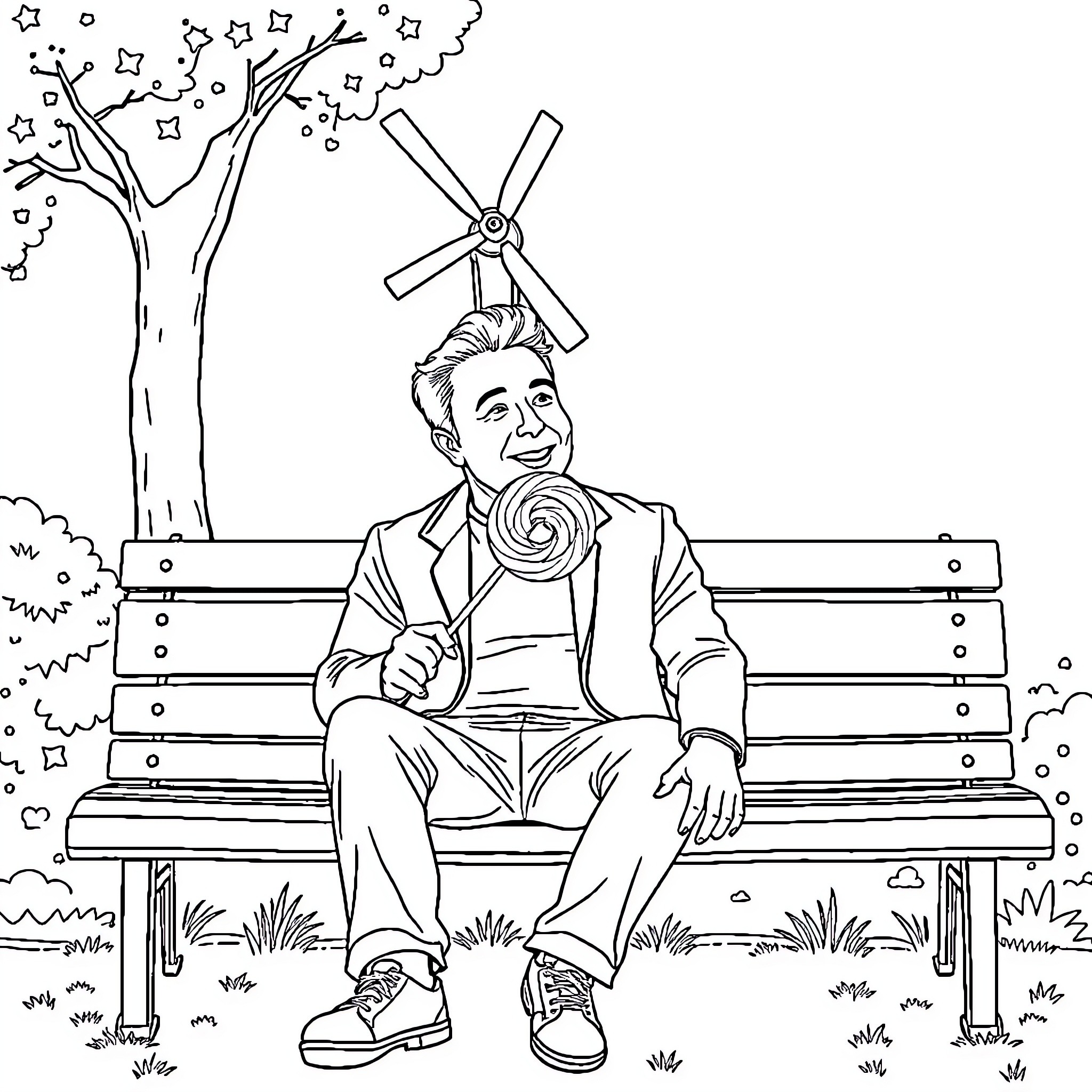 Elon Musk enjoying a moment of relaxation Coloring Page (free black-and-white line drawing printable PDF for all, from beginners to advanced learners, including children, teens, adults, and seniors)