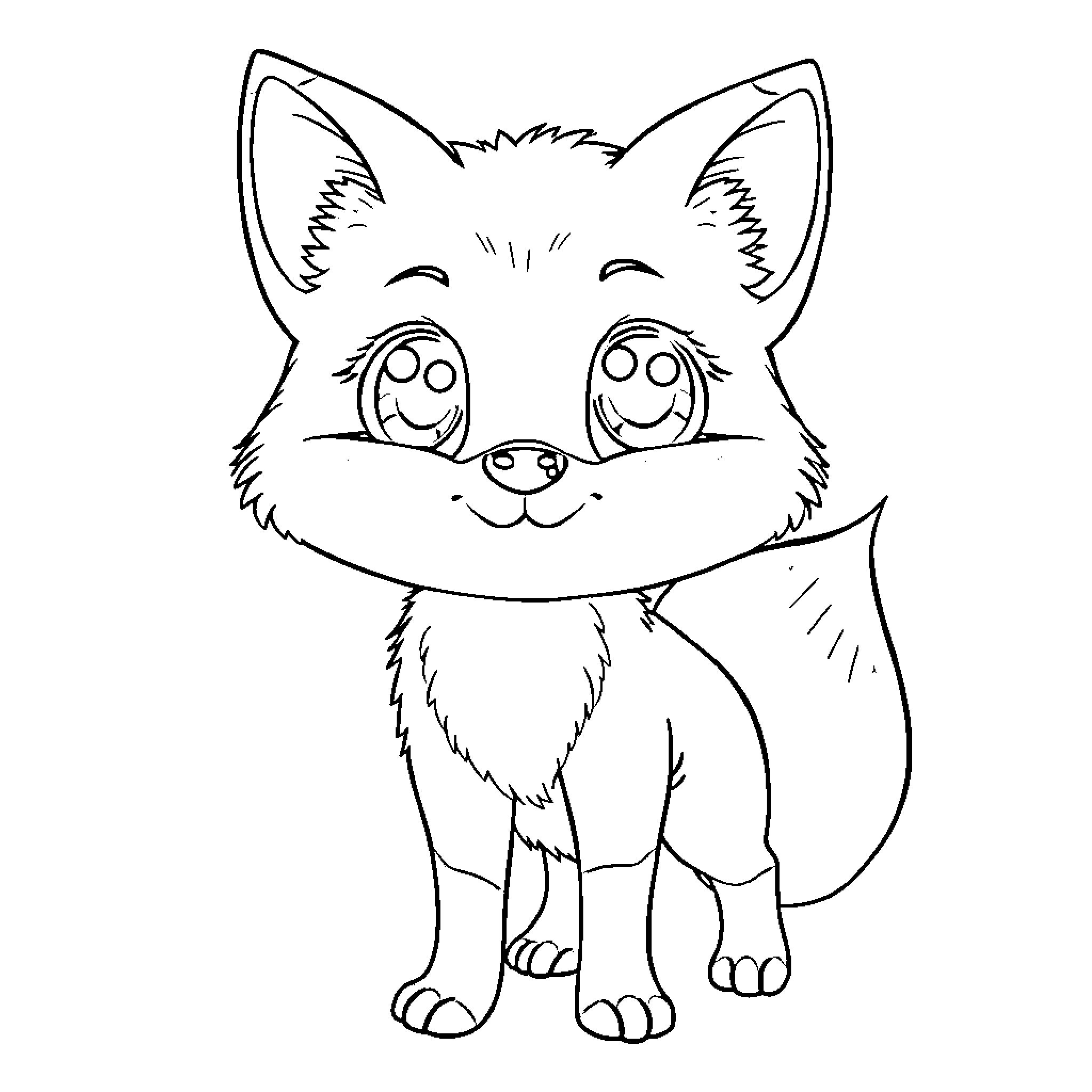 Fox enjoying the moment with glee Coloring Page (free black-and-white line drawing printable PDF for all, from beginners to advanced learners, including children, teens, adults, and seniors)