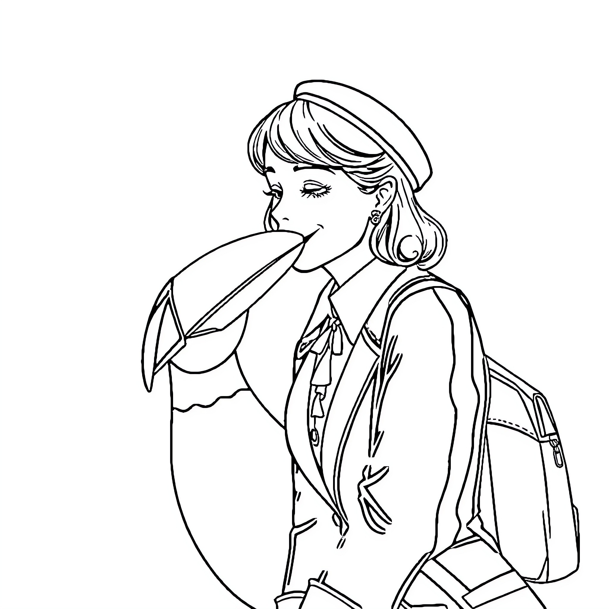 Nun Ponders in Contemplation Coloring Page (free black-and-white line drawing printable PDF for all, from beginners to advanced learners, including children, teens, adults, and seniors)