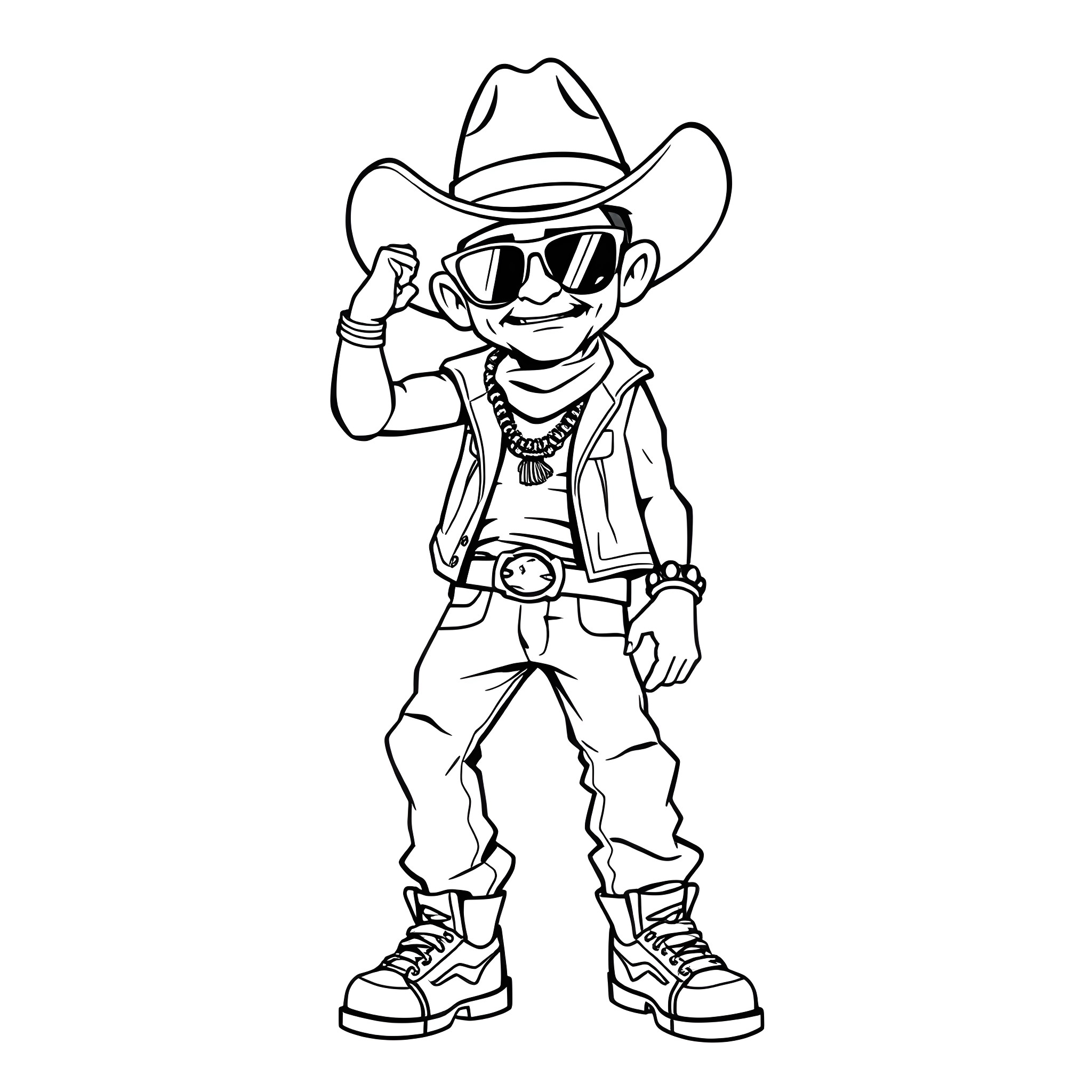 Cowboy Bebop Character Illustration Coloring Page (free black-and-white line drawing printable PDF for all, from beginners to advanced learners, including children, teens, adults, and seniors)