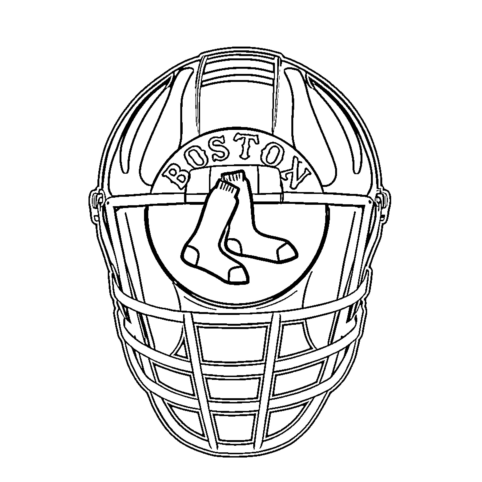 Logo of a Baseball Helmet with Team Name Coloring Page (free black-and-white line drawing printable PDF for all, from beginners to advanced learners, including children, teens, adults, and seniors)