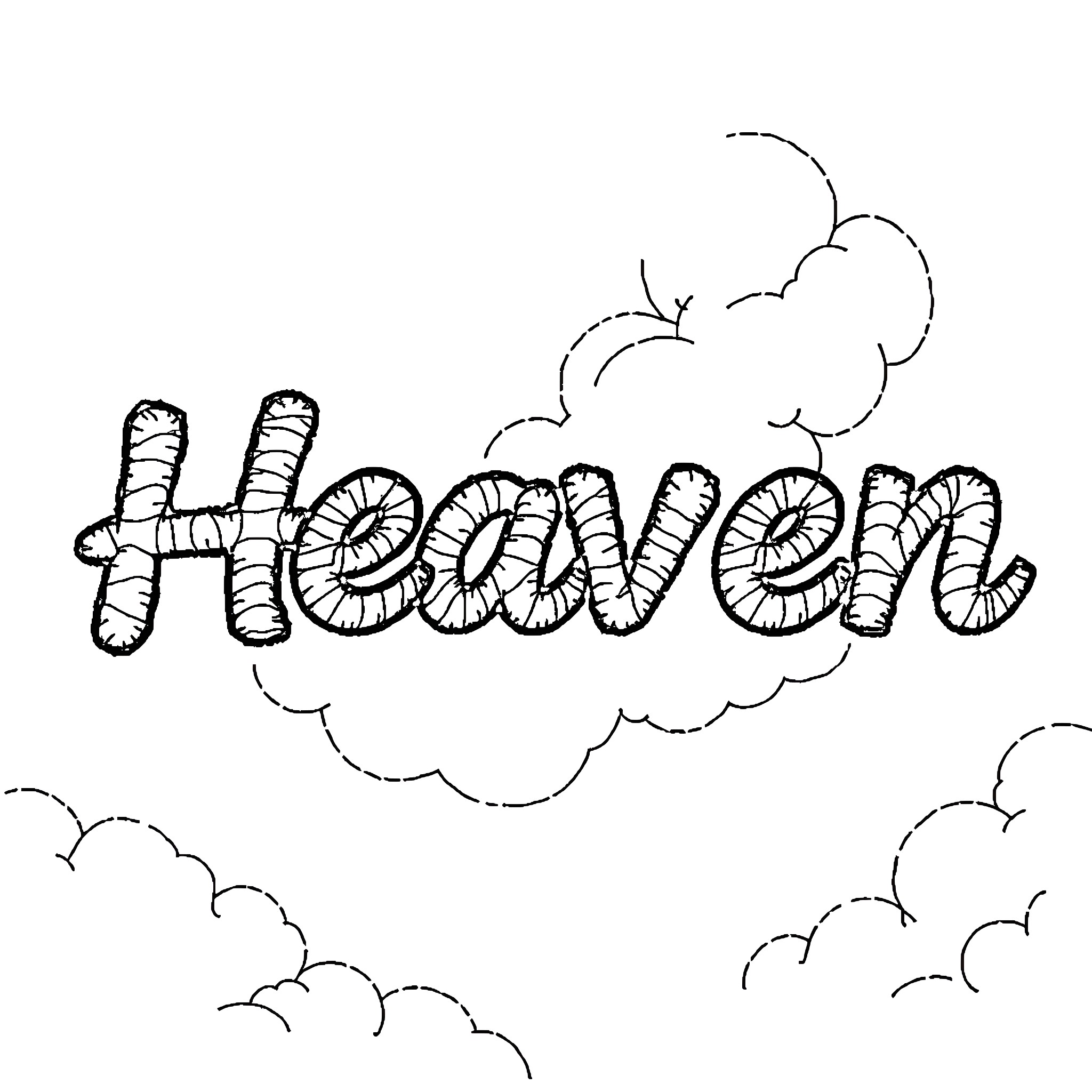 Heaven in the clouds Coloring Page (free black-and-white line drawing printable PDF for all, from beginners to advanced learners, including children, teens, adults, and seniors)