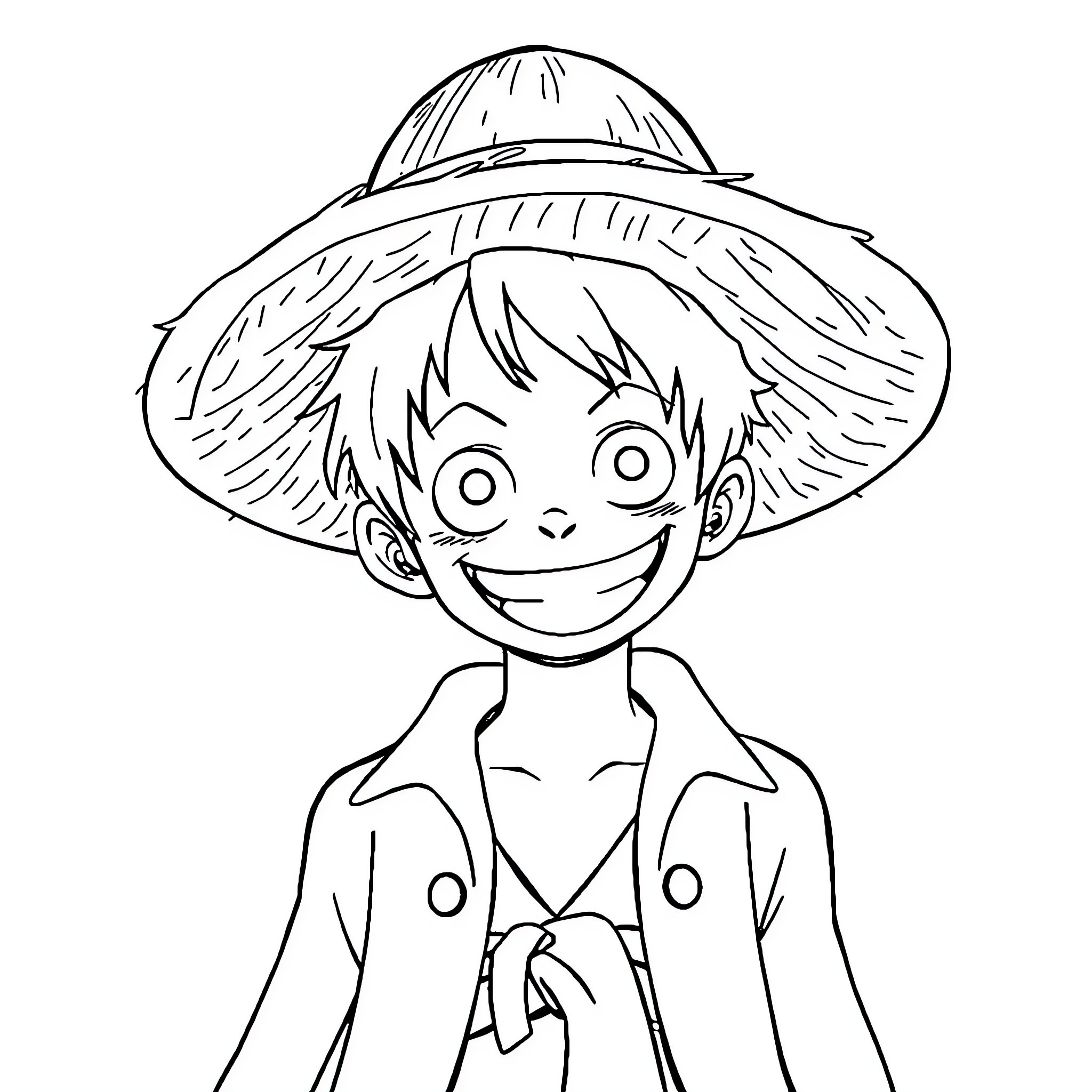 Luffy's adventurous spirit in black and white Coloring Page (free black-and-white line drawing printable PDF for all, from beginners to advanced learners, including children, teens, adults, and seniors)