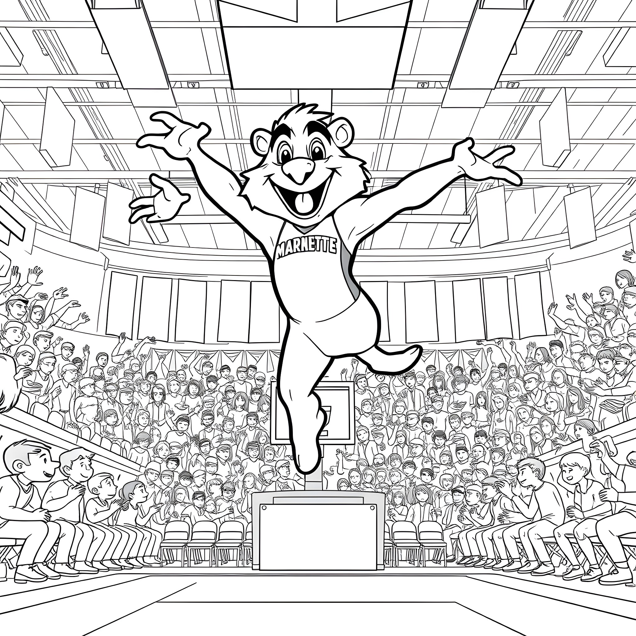 Iggy's Triumphant Performance on the Stage Coloring Page (free black-and-white line drawing printable PDF for all, from beginners to advanced learners, including children, teens, adults, and seniors)