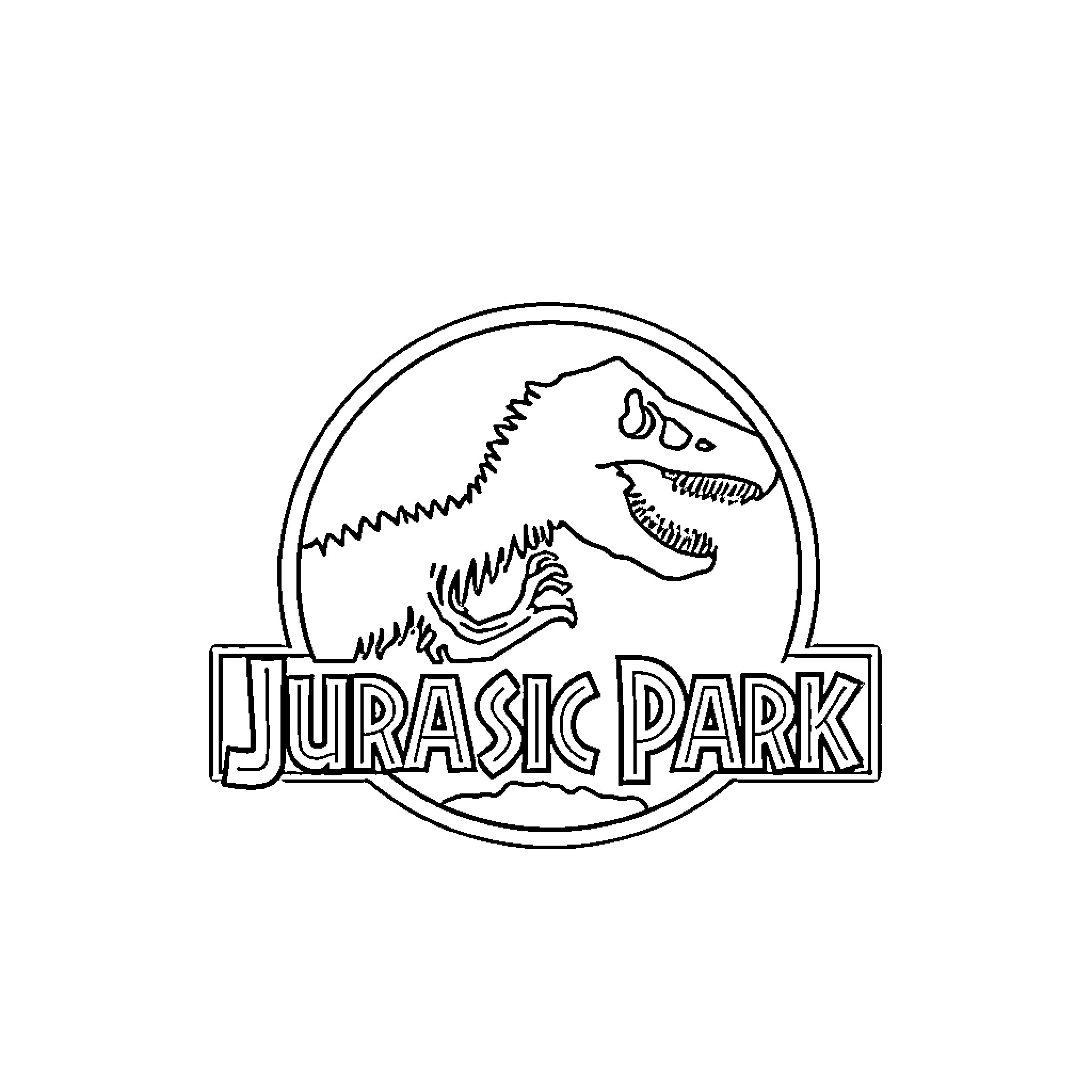 Jurassic Park - Dinosaur Logo and Branding Coloring Page (free black-and-white line drawing printable PDF for all, from beginners to advanced learners, including children, teens, adults, and seniors)