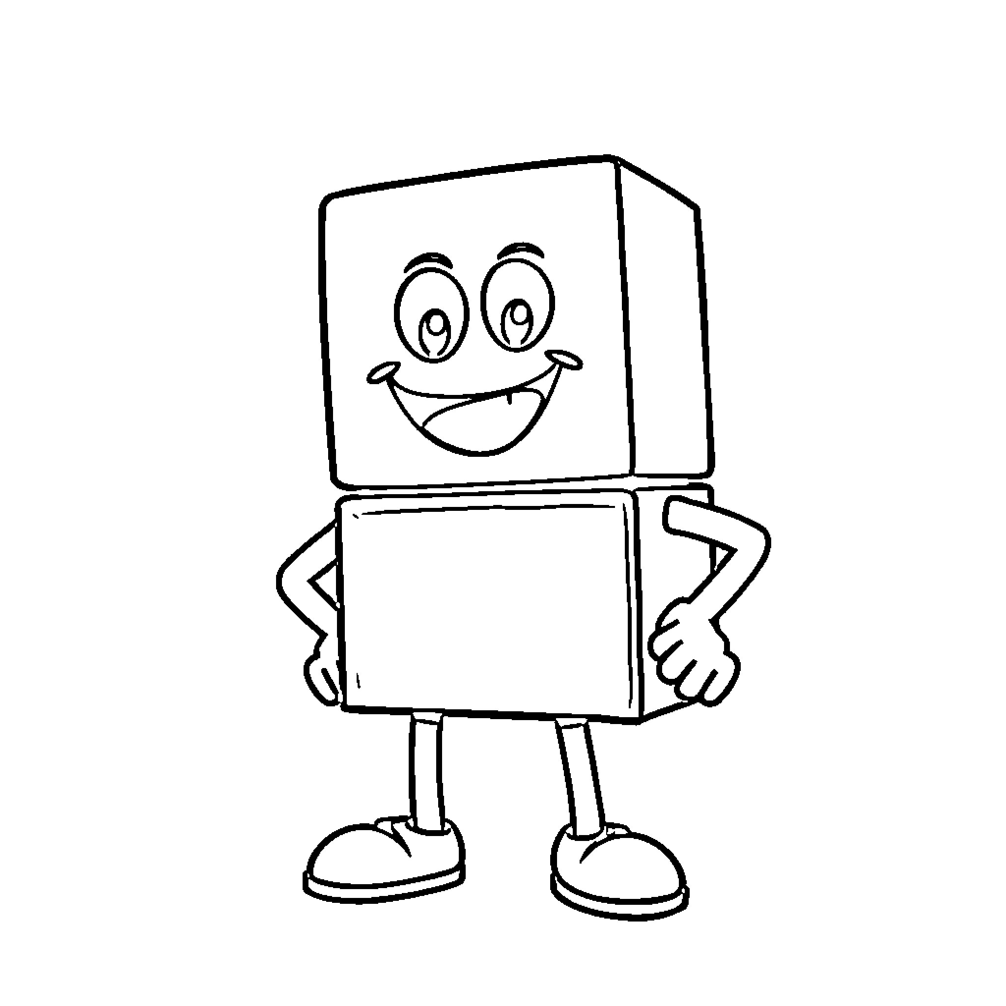 Numberblock character expressing happiness Coloring Page (free black-and-white line drawing printable PDF for all, from beginners to advanced learners, including children, teens, adults, and seniors)