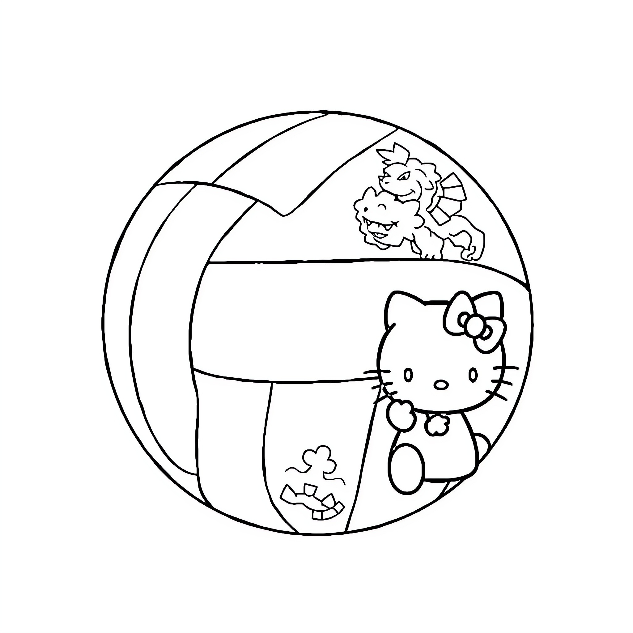 Pokémon friends playing together in the wild Coloring Page (free black-and-white line drawing printable PDF for all, from beginners to advanced learners, including children, teens, adults, and seniors)