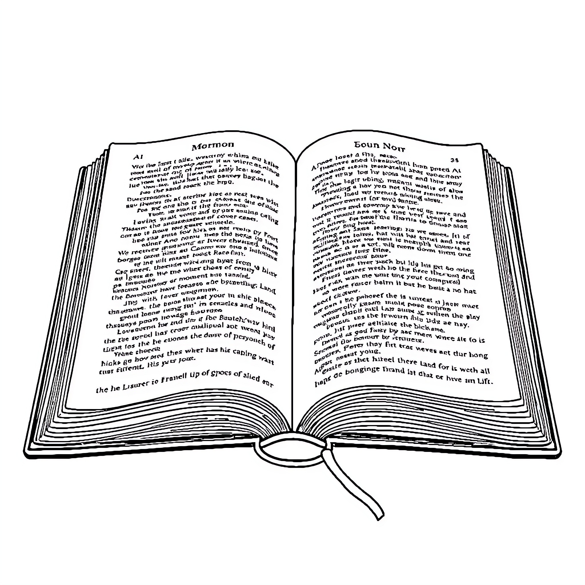 Book of Mormon Pages Open Coloring Page (free black-and-white line drawing printable PDF for all, from beginners to advanced learners, including children, teens, adults, and seniors)