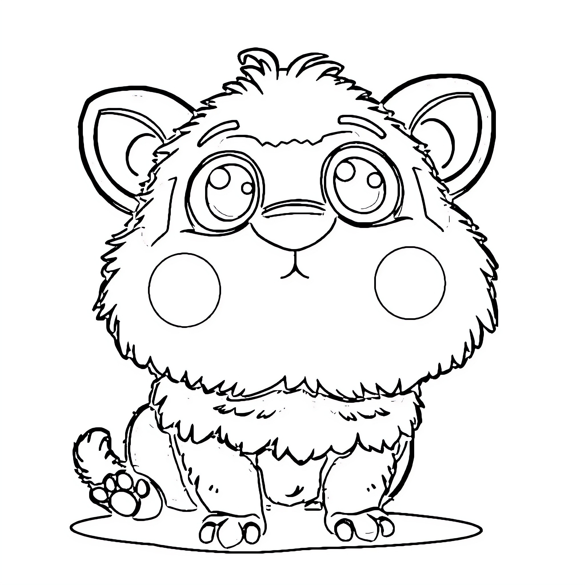 Labubu the Cute and Fluffy Furry Friend Coloring Page (free black-and-white line drawing printable PDF for all, from beginners to advanced learners, including children, teens, adults, and seniors)