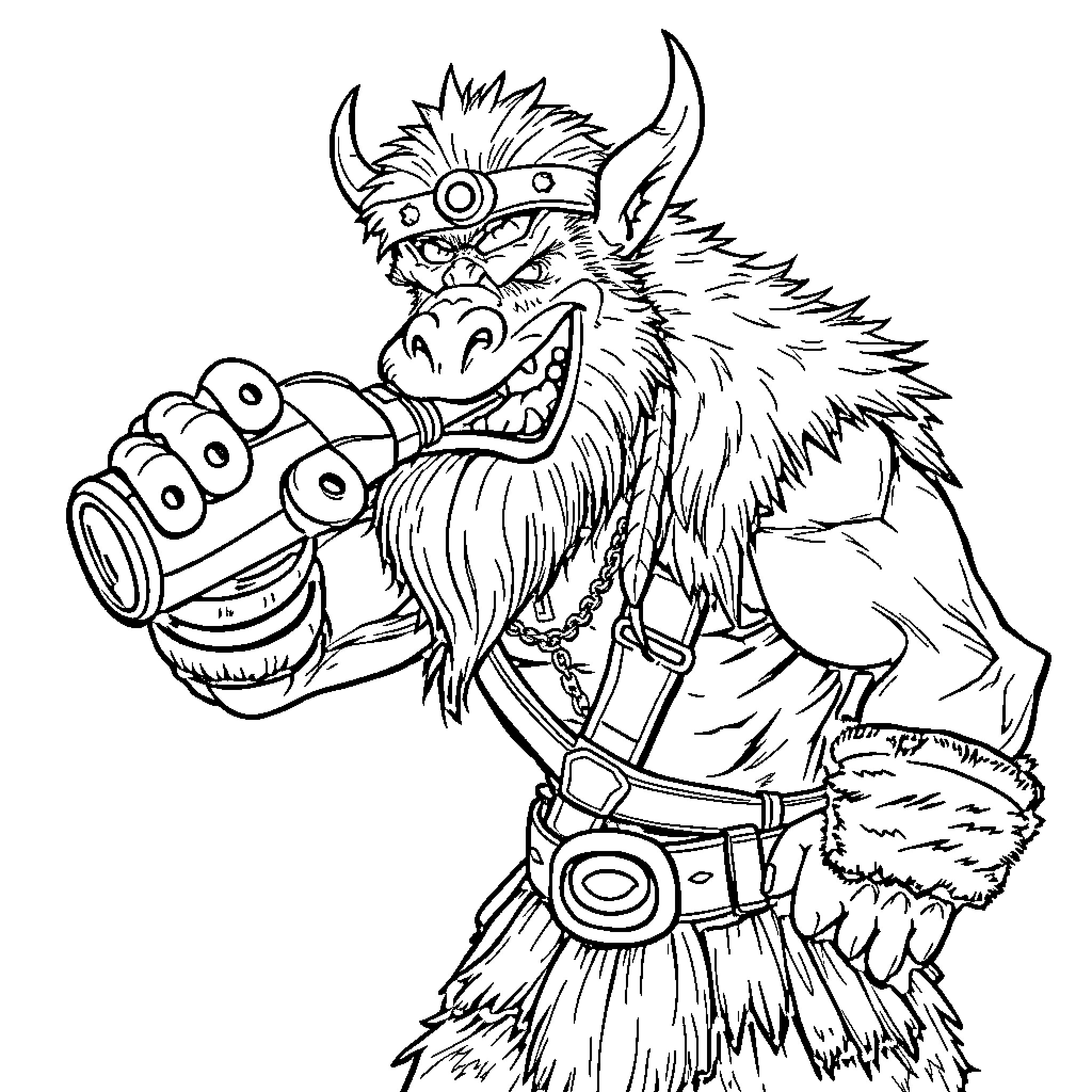 Stevie Griffin, the Furry Beast with a Camera Coloring Page (free black-and-white line drawing printable PDF for all, from beginners to advanced learners, including children, teens, adults, and seniors)