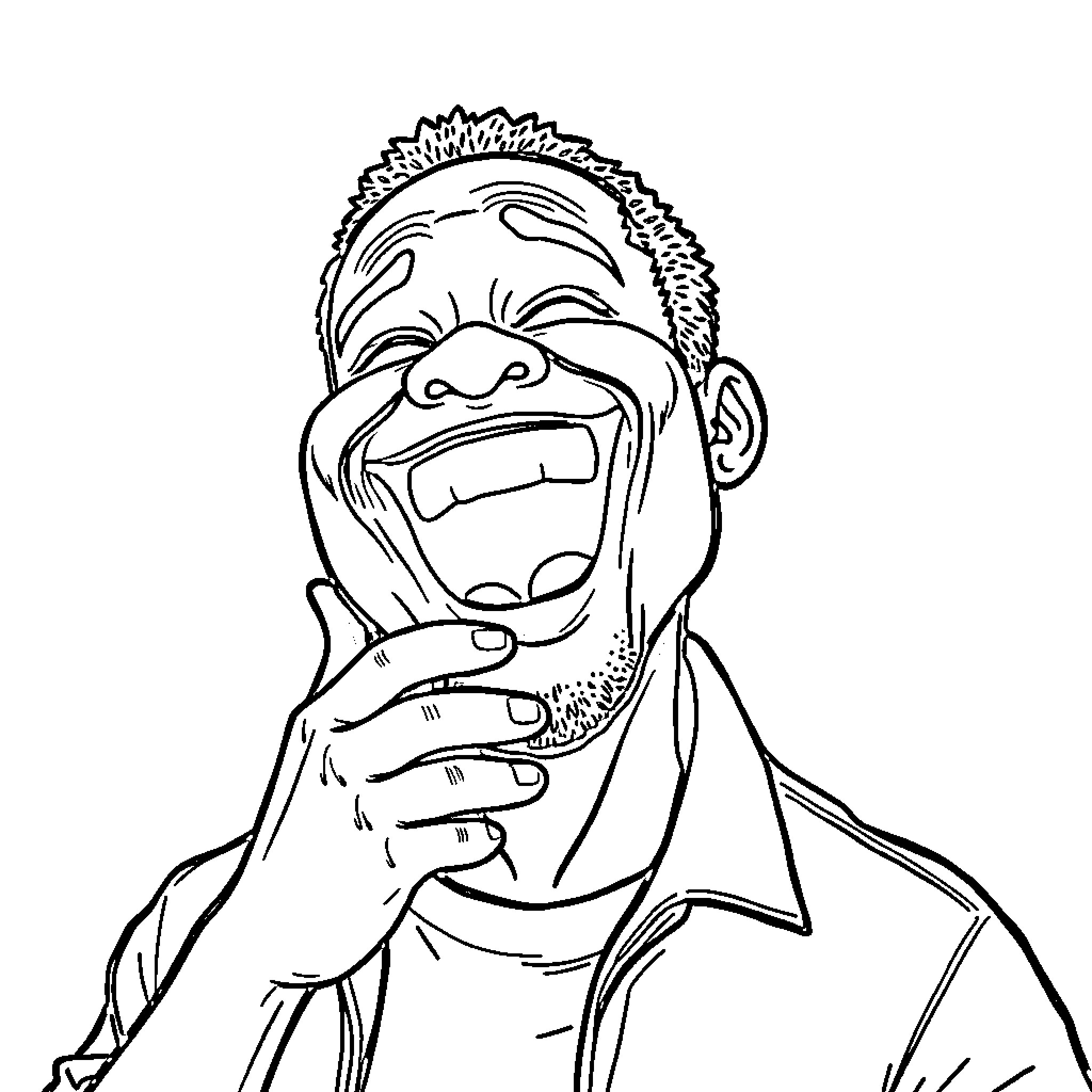 Person expressing exaggerated facial emotions Coloring Page (free black-and-white line drawing printable PDF for all, from beginners to advanced learners, including children, teens, adults, and seniors)