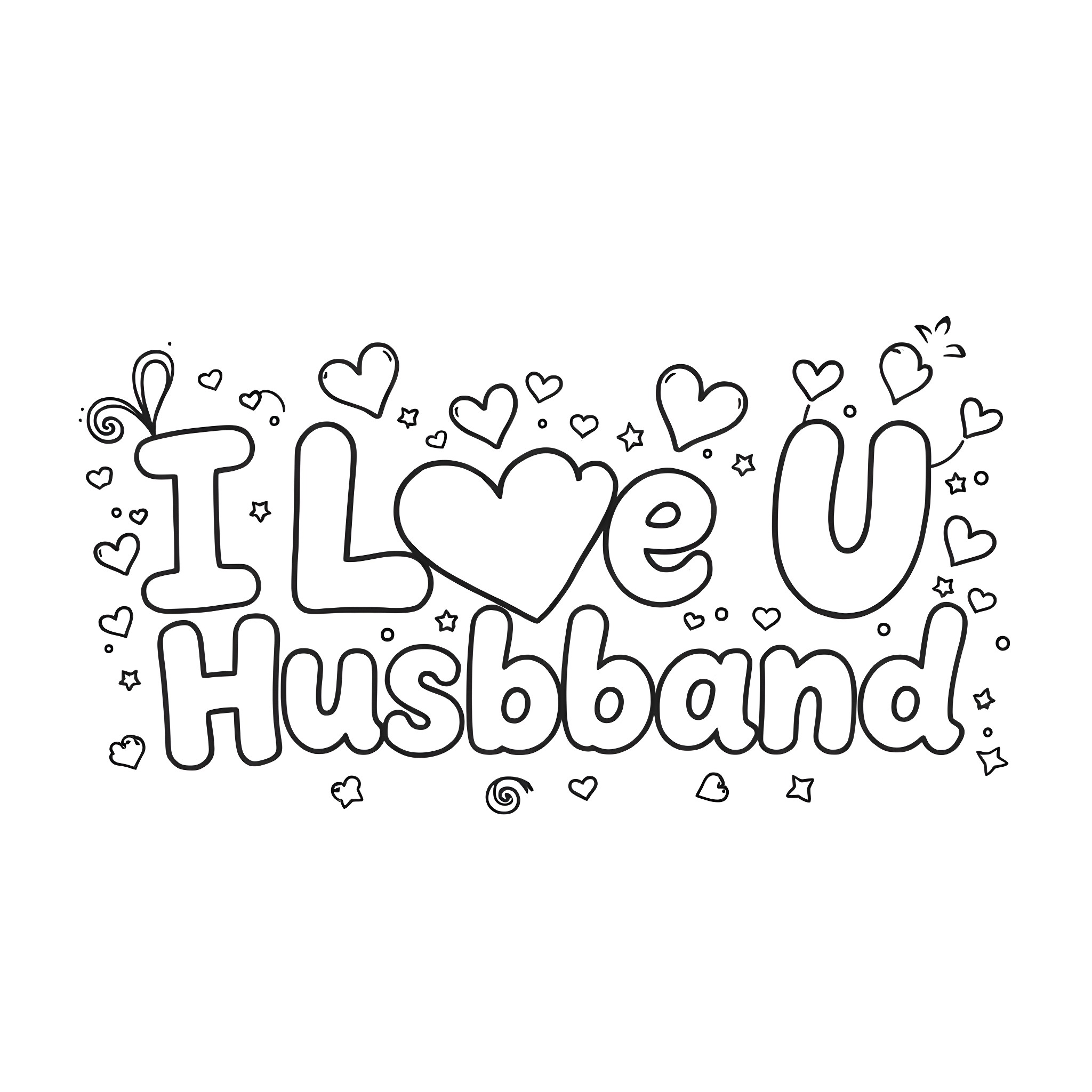 Love for my Husband Coloring Page (free black-and-white line drawing printable PDF for all, from beginners to advanced learners, including children, teens, adults, and seniors)