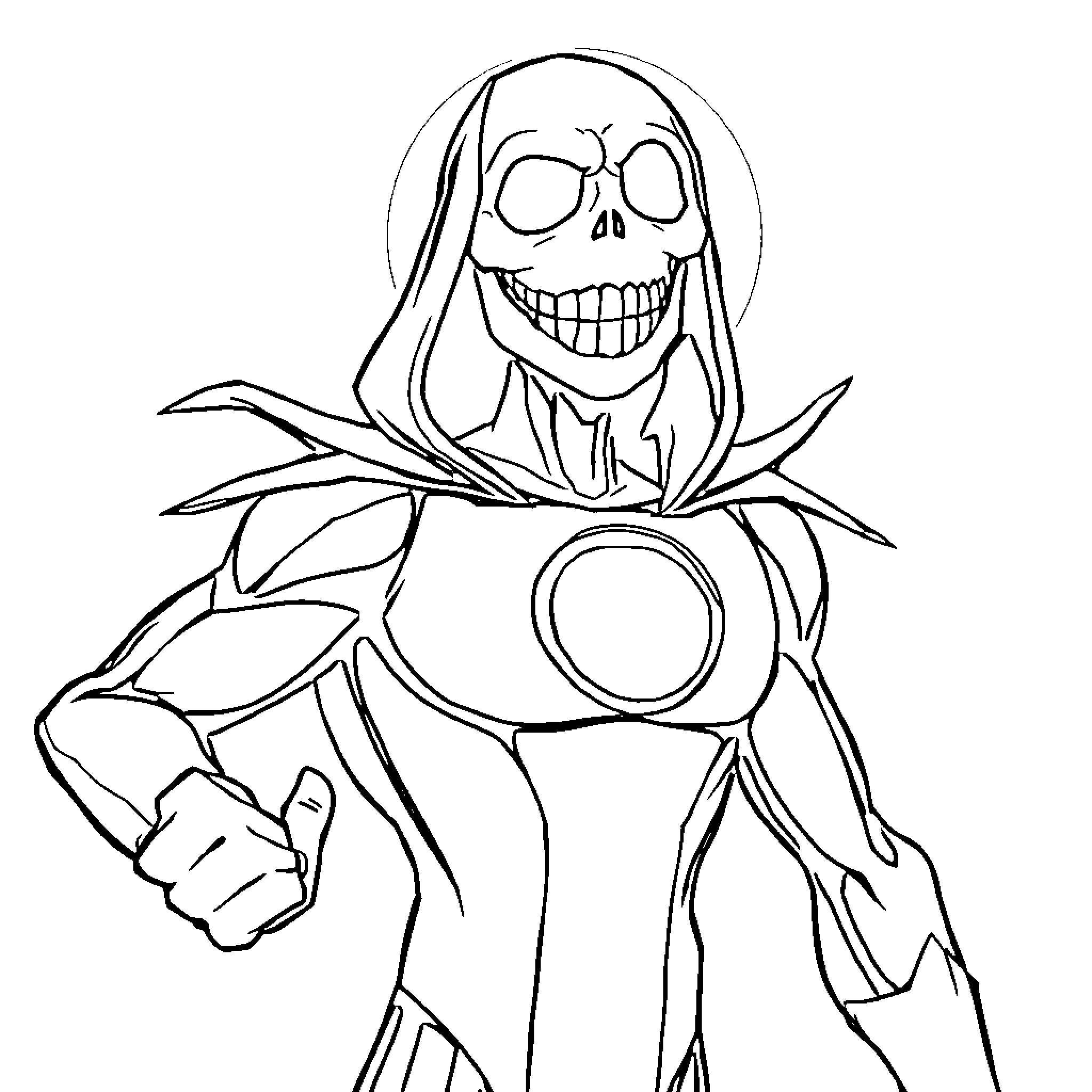 Green Lantern character in a menacing pose Coloring Page (free black-and-white line drawing printable PDF for all, from beginners to advanced learners, including children, teens, adults, and seniors)