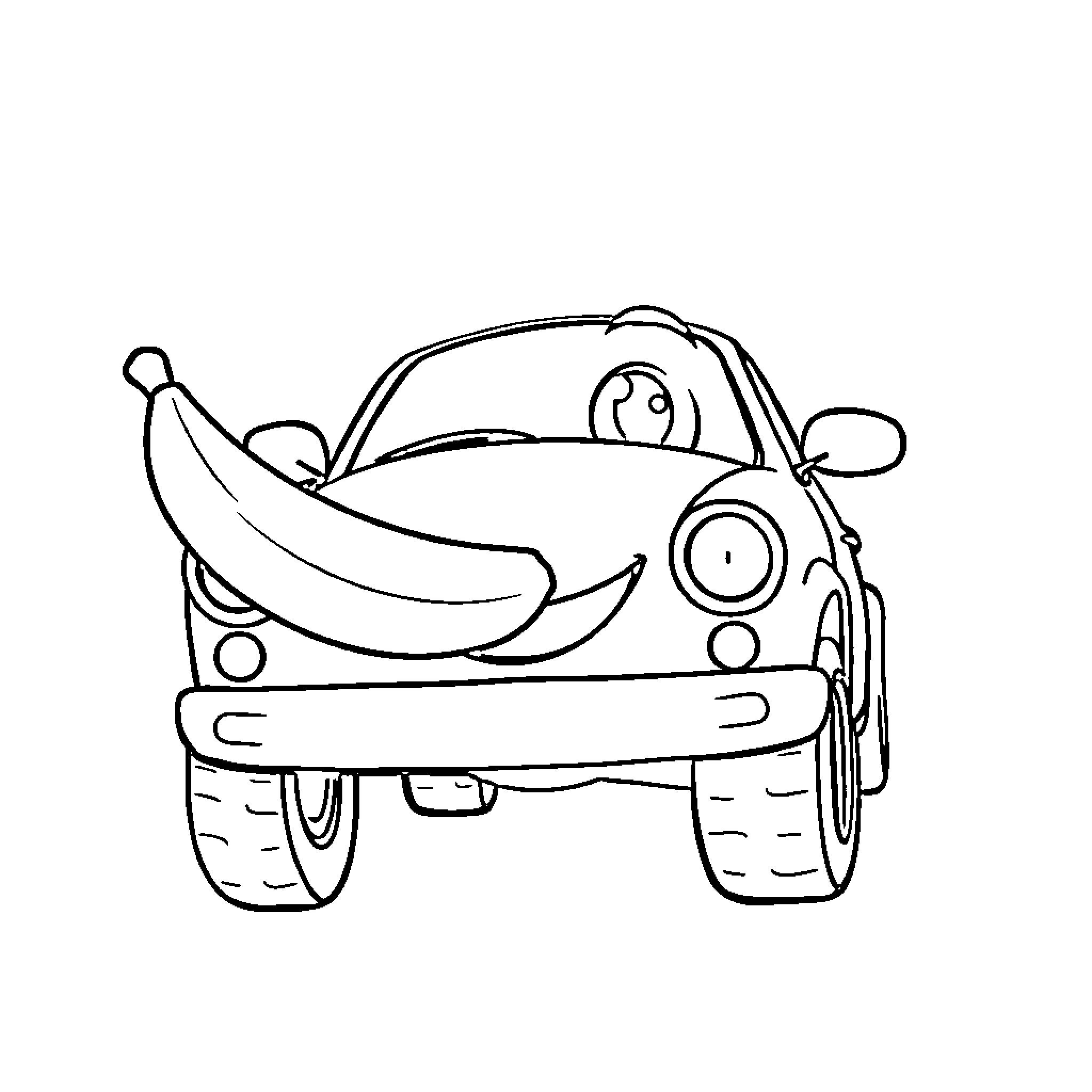 Car filled with healthy fruits and vegetables Coloring Page (free black-and-white line drawing printable PDF for all, from beginners to advanced learners, including children, teens, adults, and seniors)