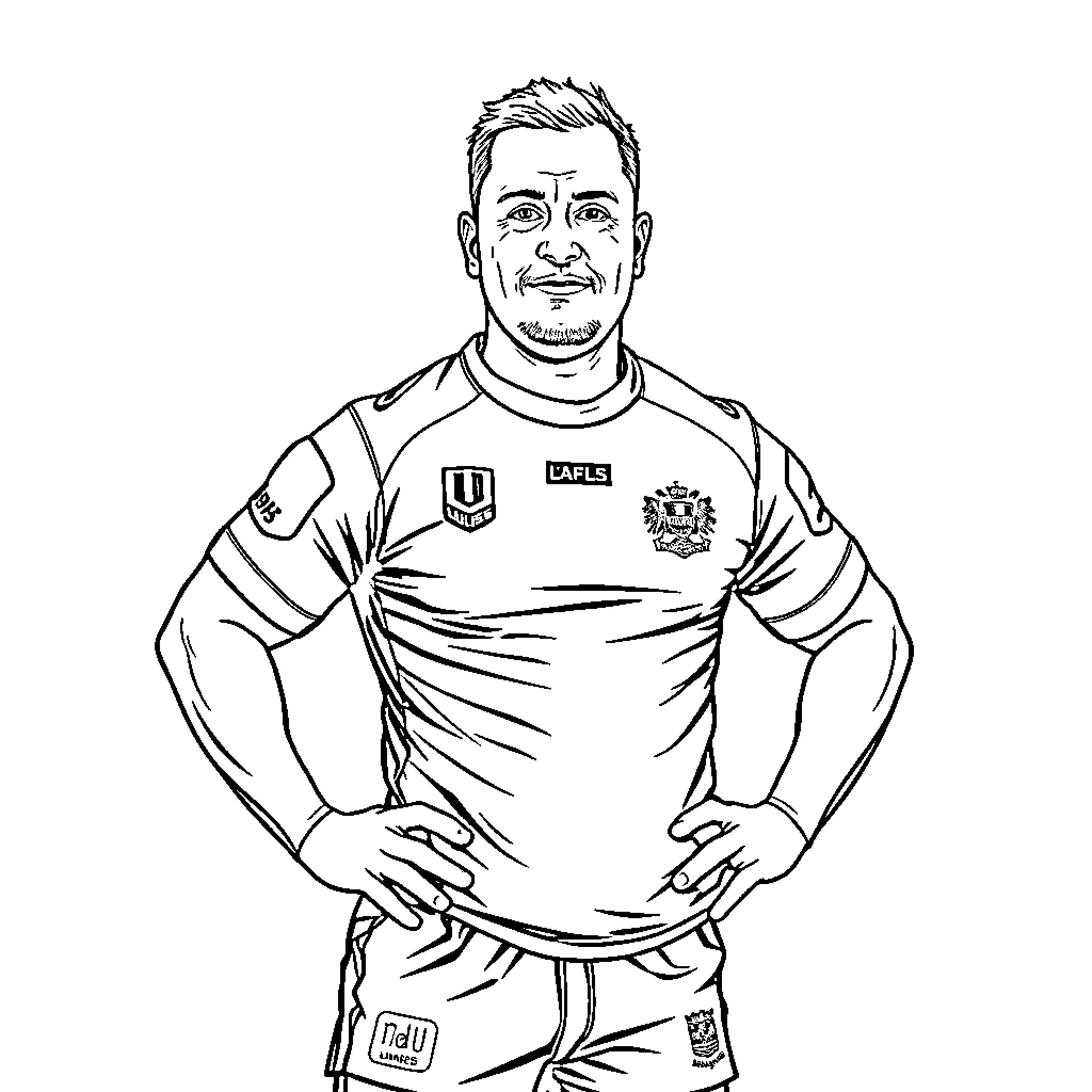 Anthony Albanese Smiling in Sports Uniform Coloring Page (free black-and-white line drawing printable PDF for all, from beginners to advanced learners, including children, teens, adults, and seniors)