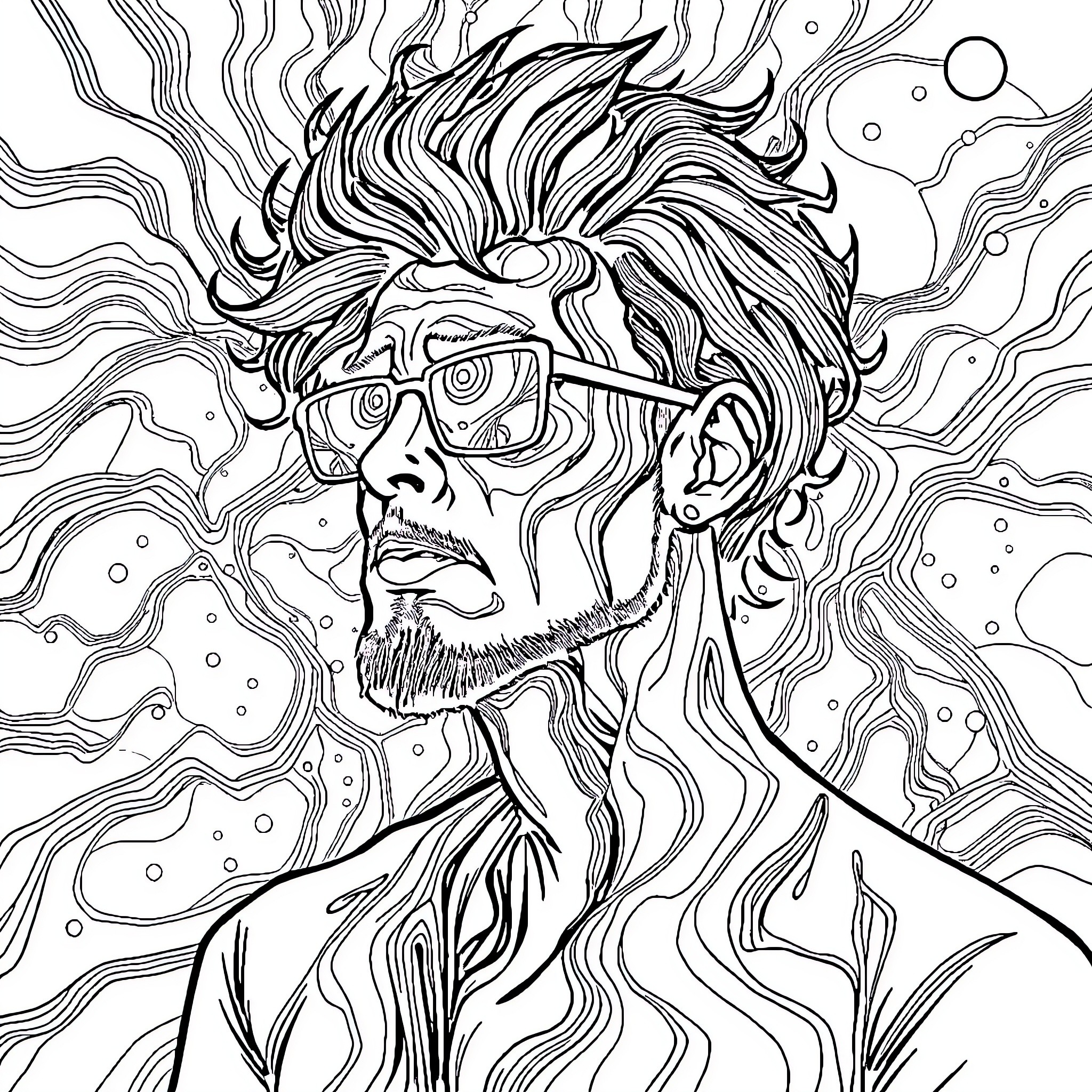 Entropy of a Distorted Vision Coloring Page (free black-and-white line drawing printable PDF for all, from beginners to advanced learners, including children, teens, adults, and seniors)