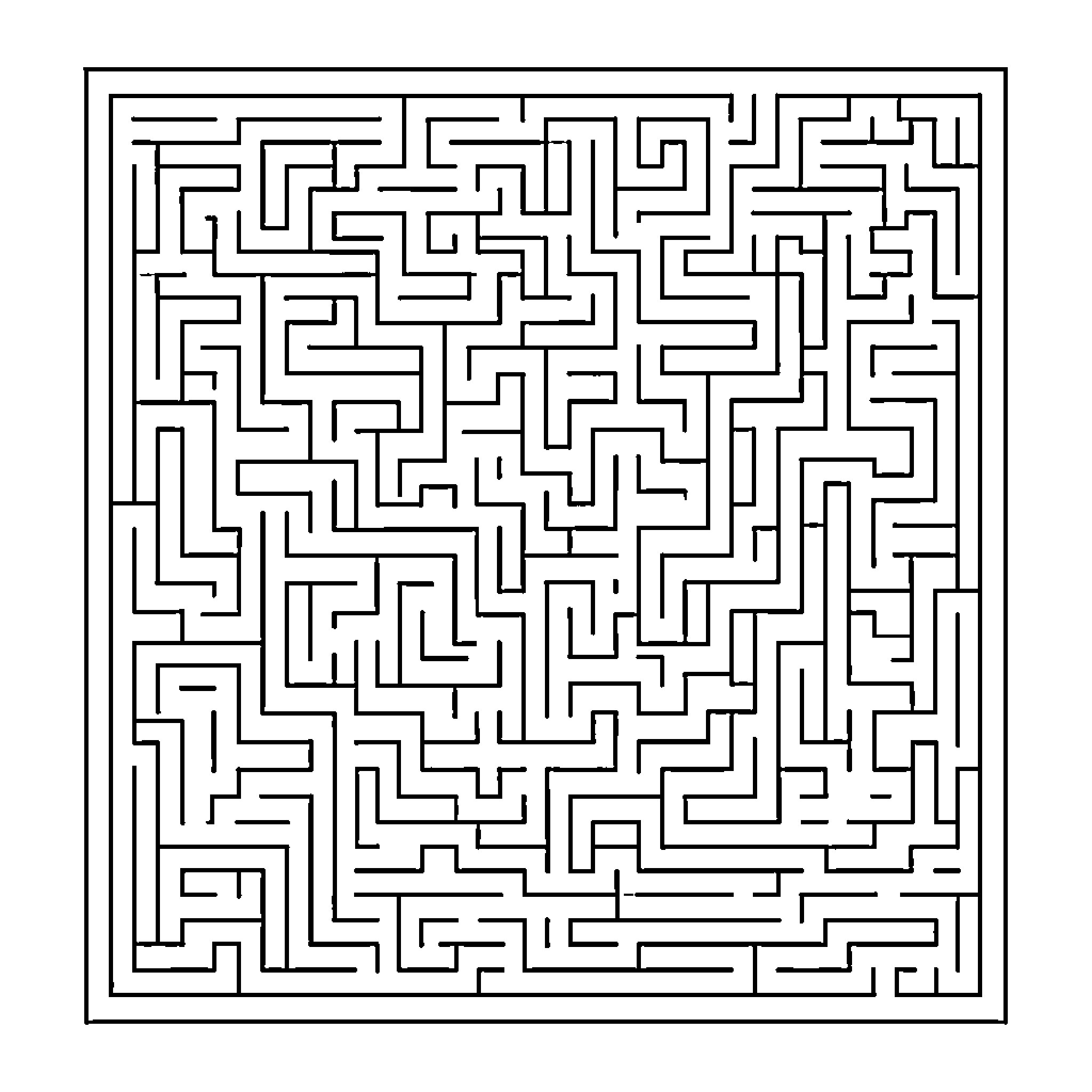 Maze featuring complex paths and winding corridors Coloring Page (free black-and-white line drawing printable PDF for all, from beginners to advanced learners, including children, teens, adults, and seniors)