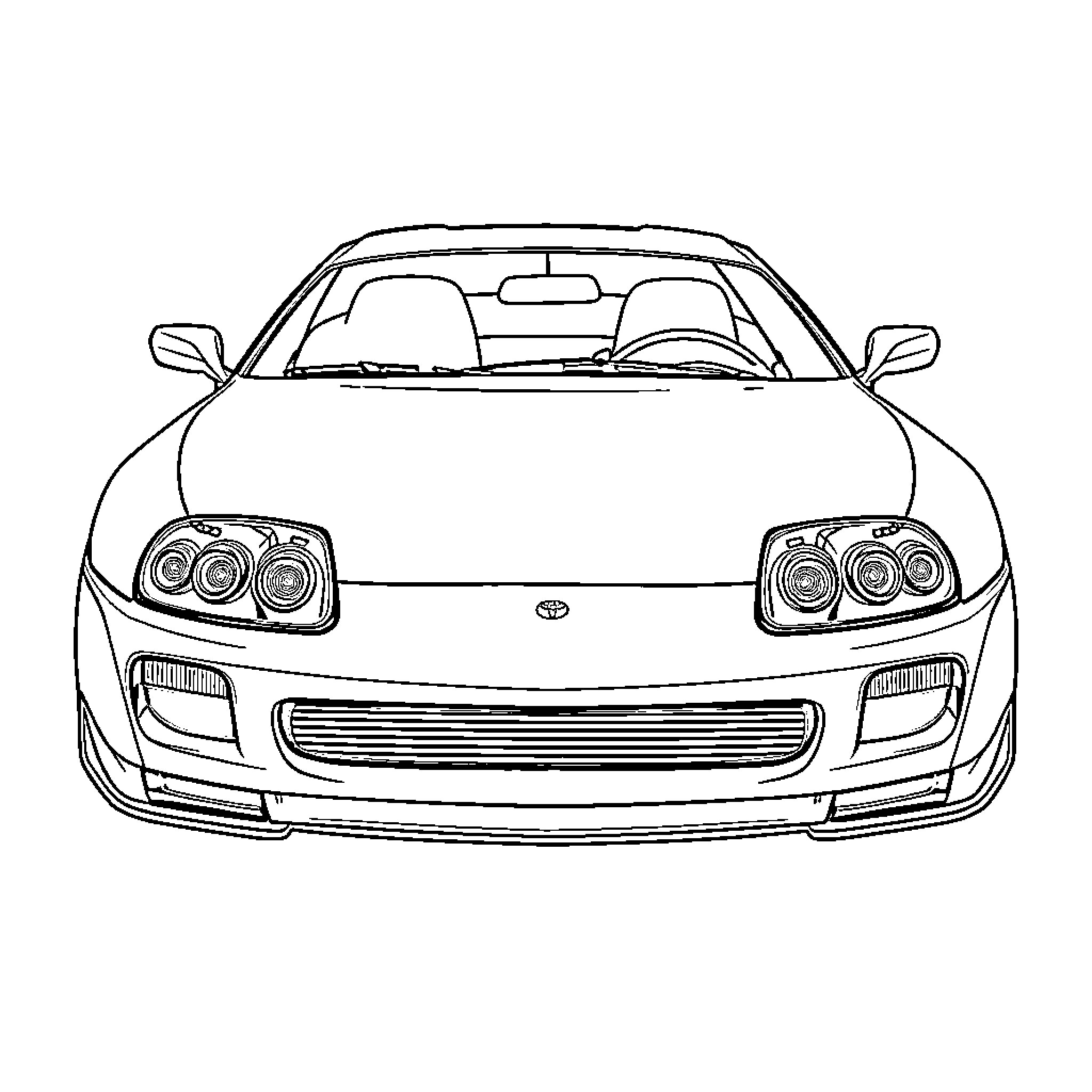 Supra sports car with sleek design Coloring Page (free black-and-white line drawing printable PDF for all, from beginners to advanced learners, including children, teens, adults, and seniors)