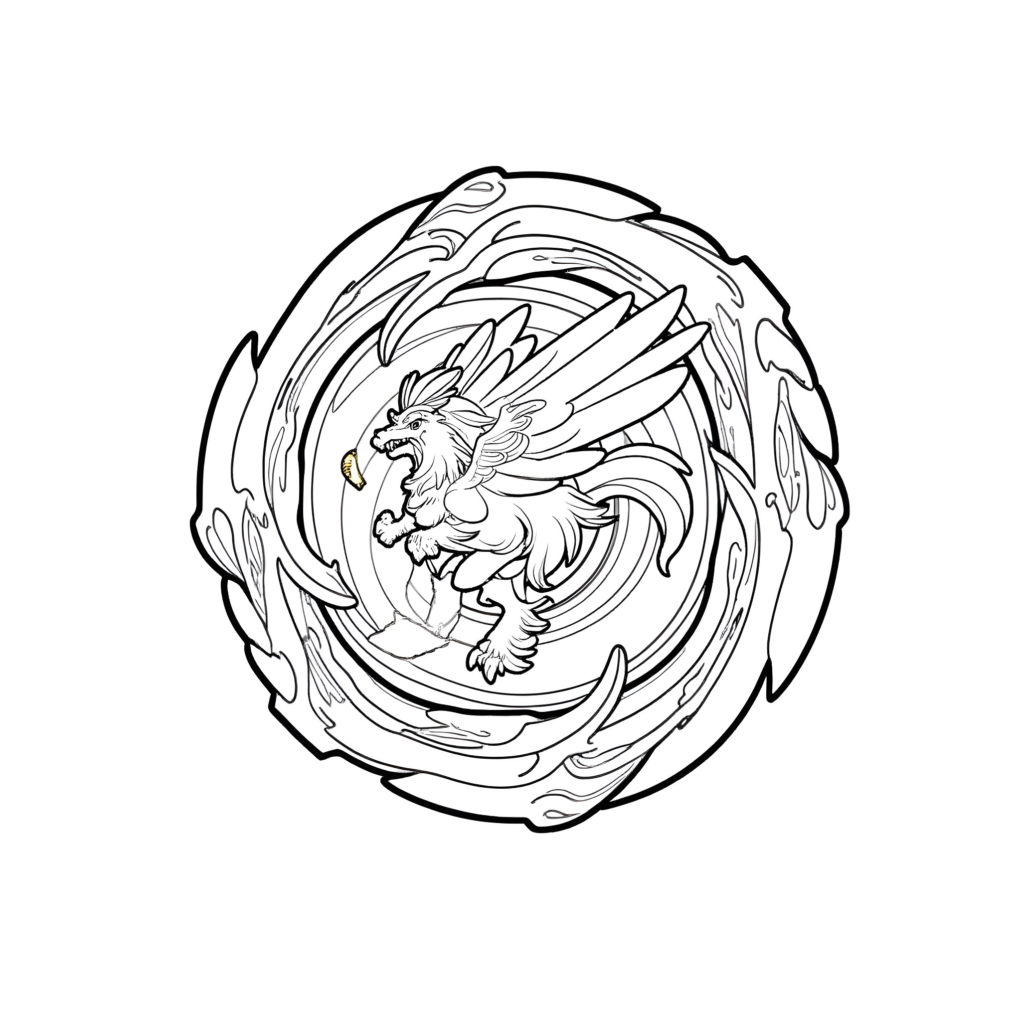 Samurai Pegasus in Fierce Battle Stance Coloring Page (free black-and-white line drawing printable PDF for all, from beginners to advanced learners, including children, teens, adults, and seniors)