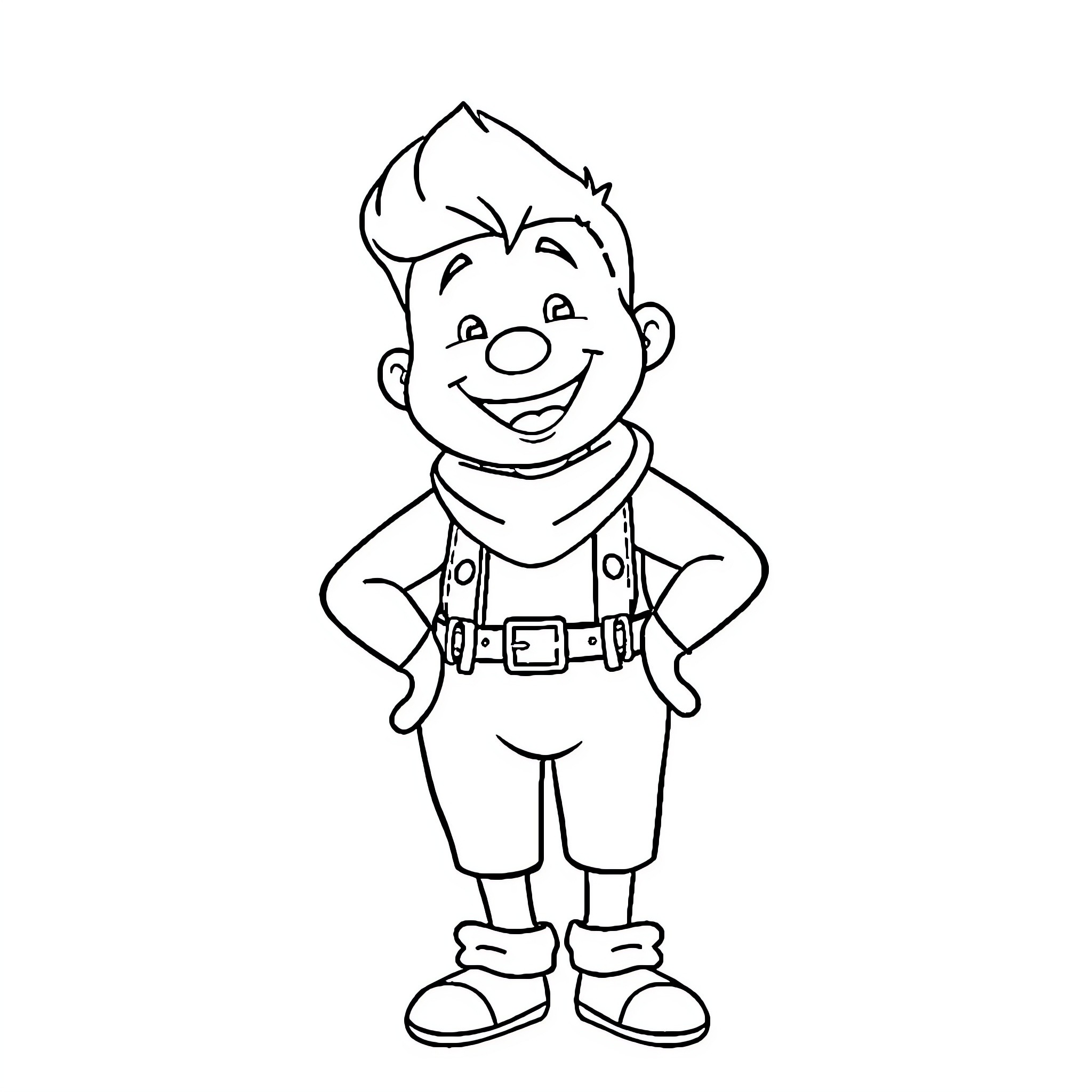 Simon's Happy Adventure Coloring Page (free black-and-white line drawing printable PDF for all, from beginners to advanced learners, including children, teens, adults, and seniors)