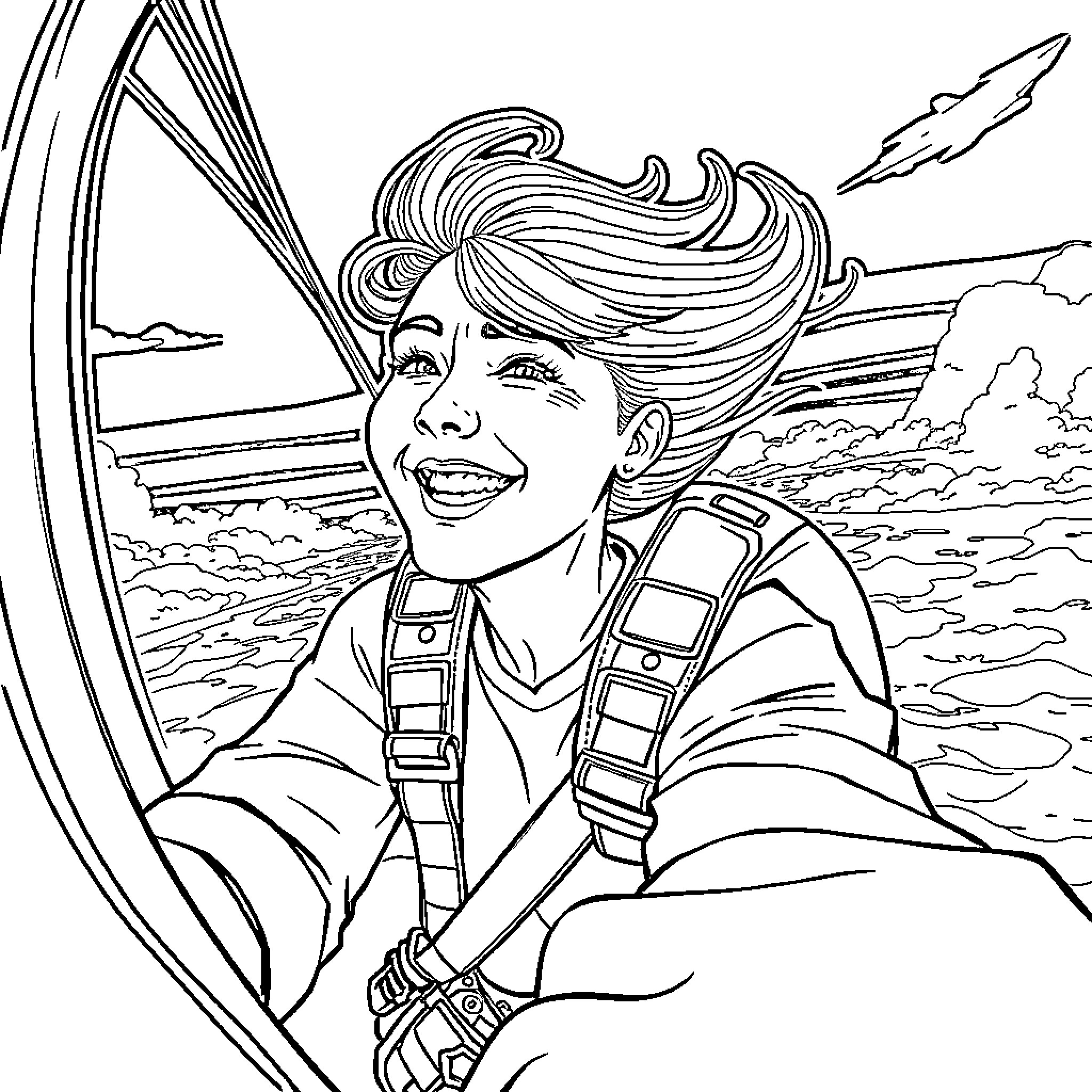 Paracaidista's thrilling free-fall adventure Coloring Page (free black-and-white line drawing printable PDF for all, from beginners to advanced learners, including children, teens, adults, and seniors)
