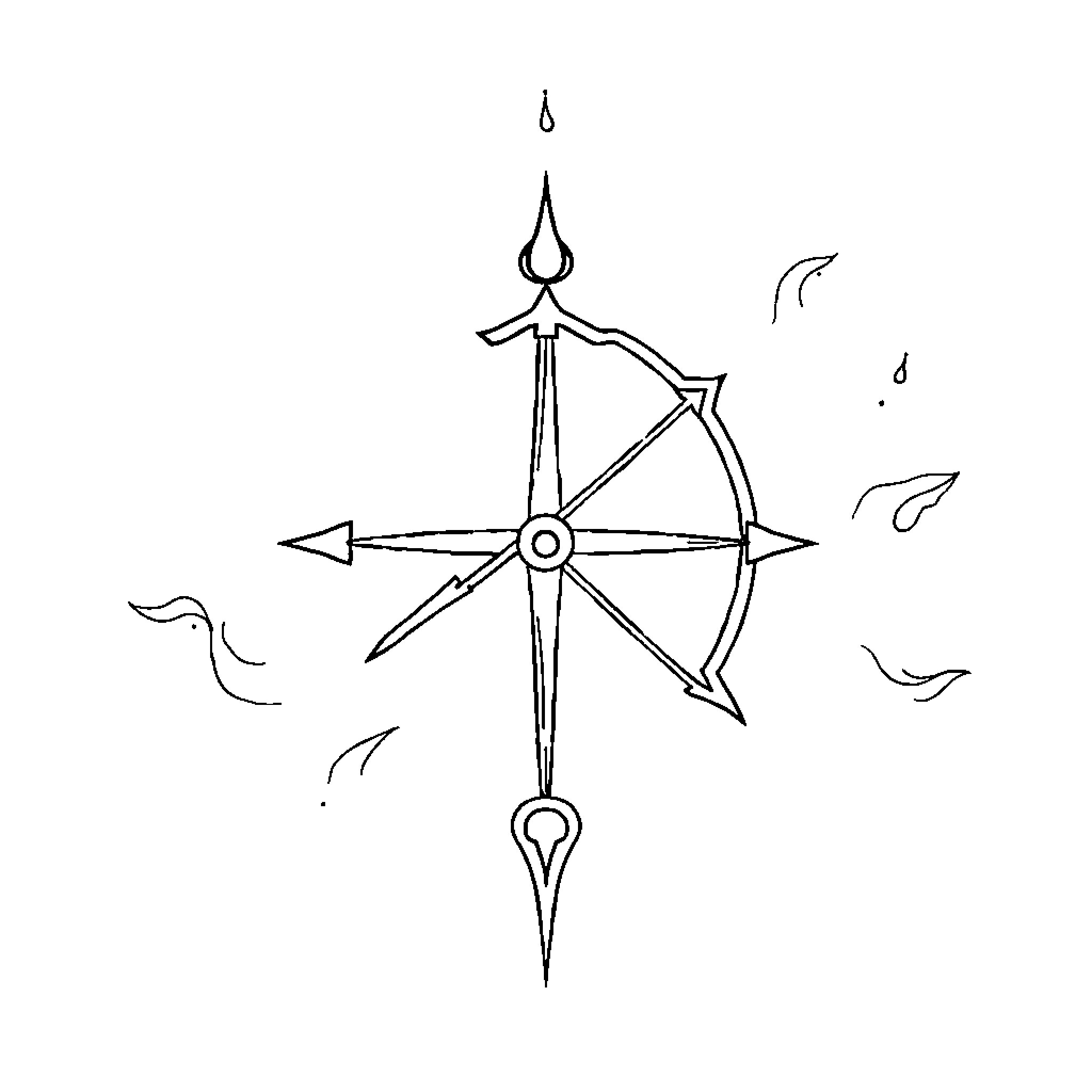 Sagittarius symbol with abstract shapes and lines Coloring Page (free black-and-white line drawing printable PDF for all, from beginners to advanced learners, including children, teens, adults, and seniors)