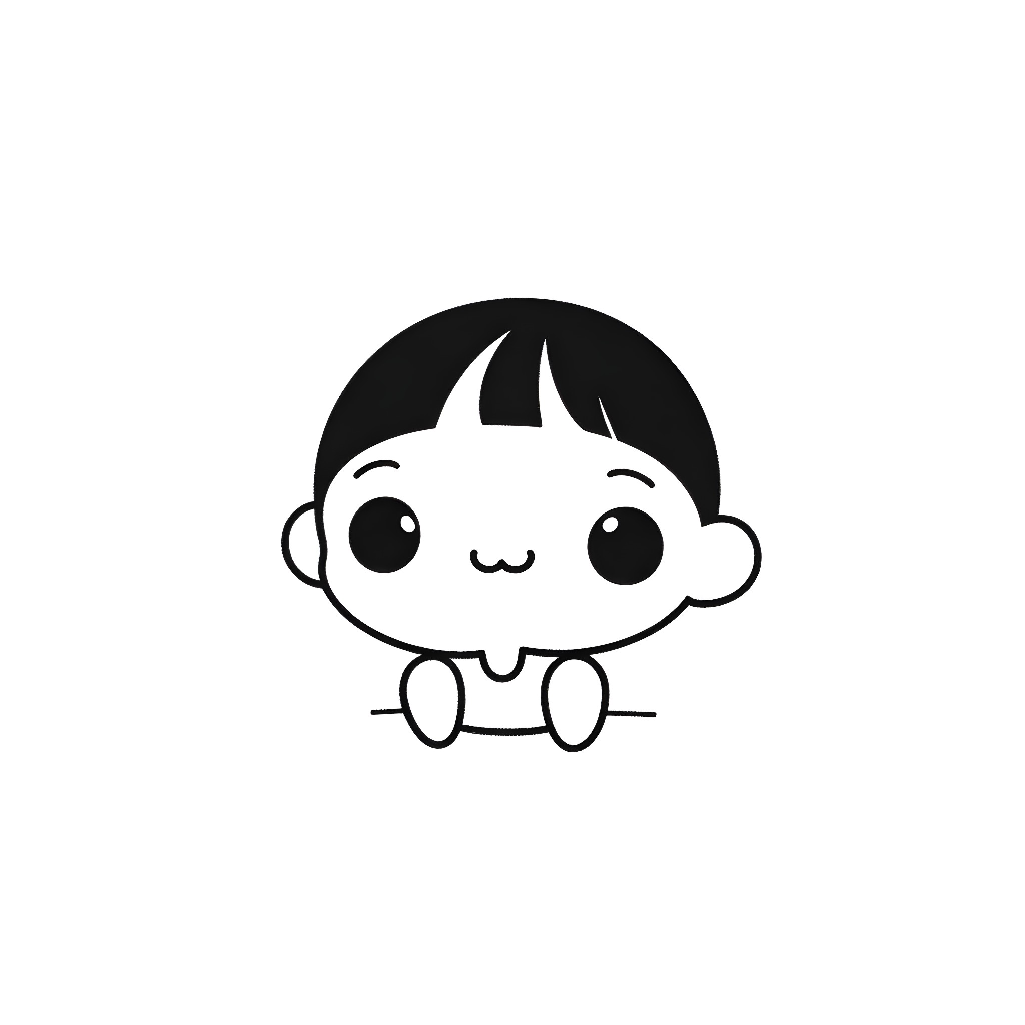 Momoi's Cheerful Cartoon Expression Coloring Page (free black-and-white line drawing printable PDF for all, from beginners to advanced learners, including children, teens, adults, and seniors)