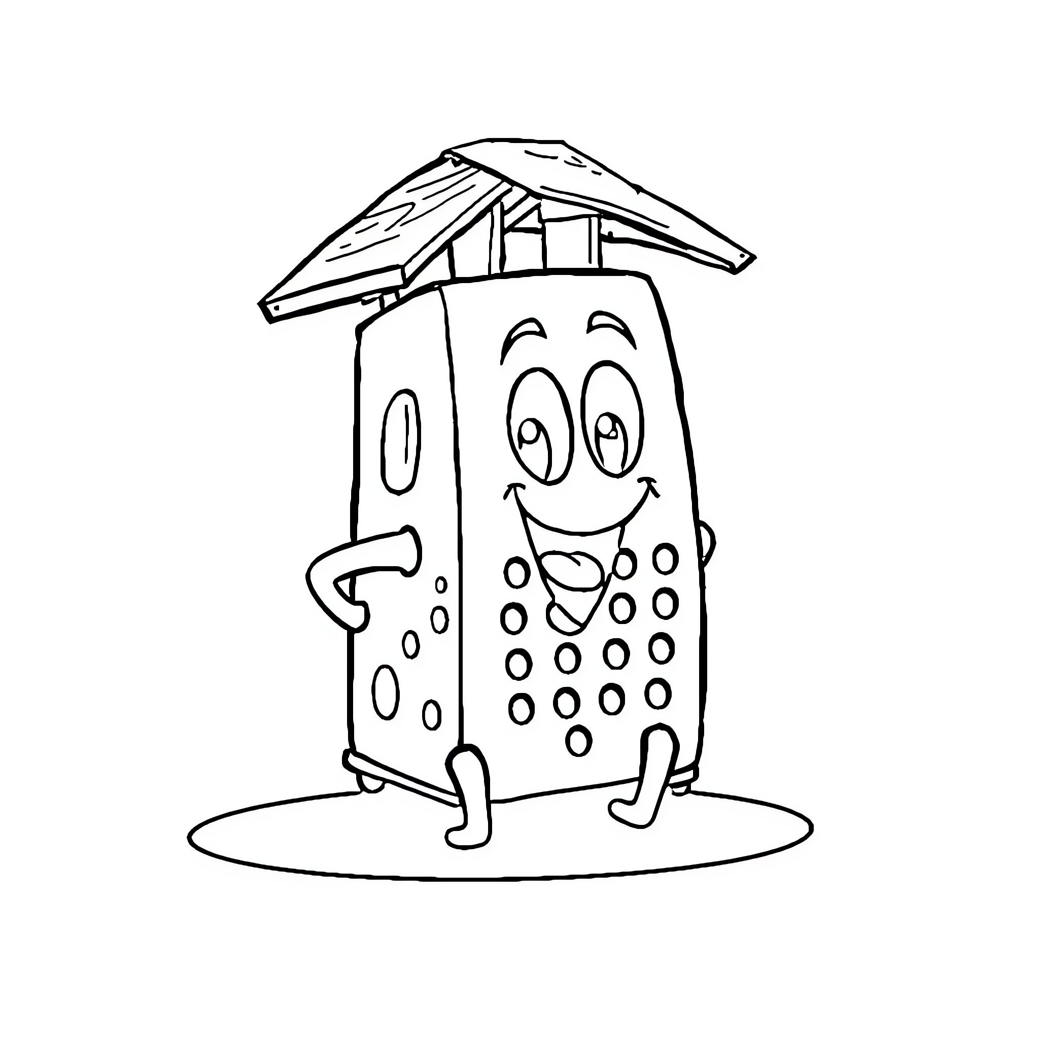 Cheese Grater with a Smiling Face Coloring Page (free black-and-white line drawing printable PDF for all, from beginners to advanced learners, including children, teens, adults, and seniors)