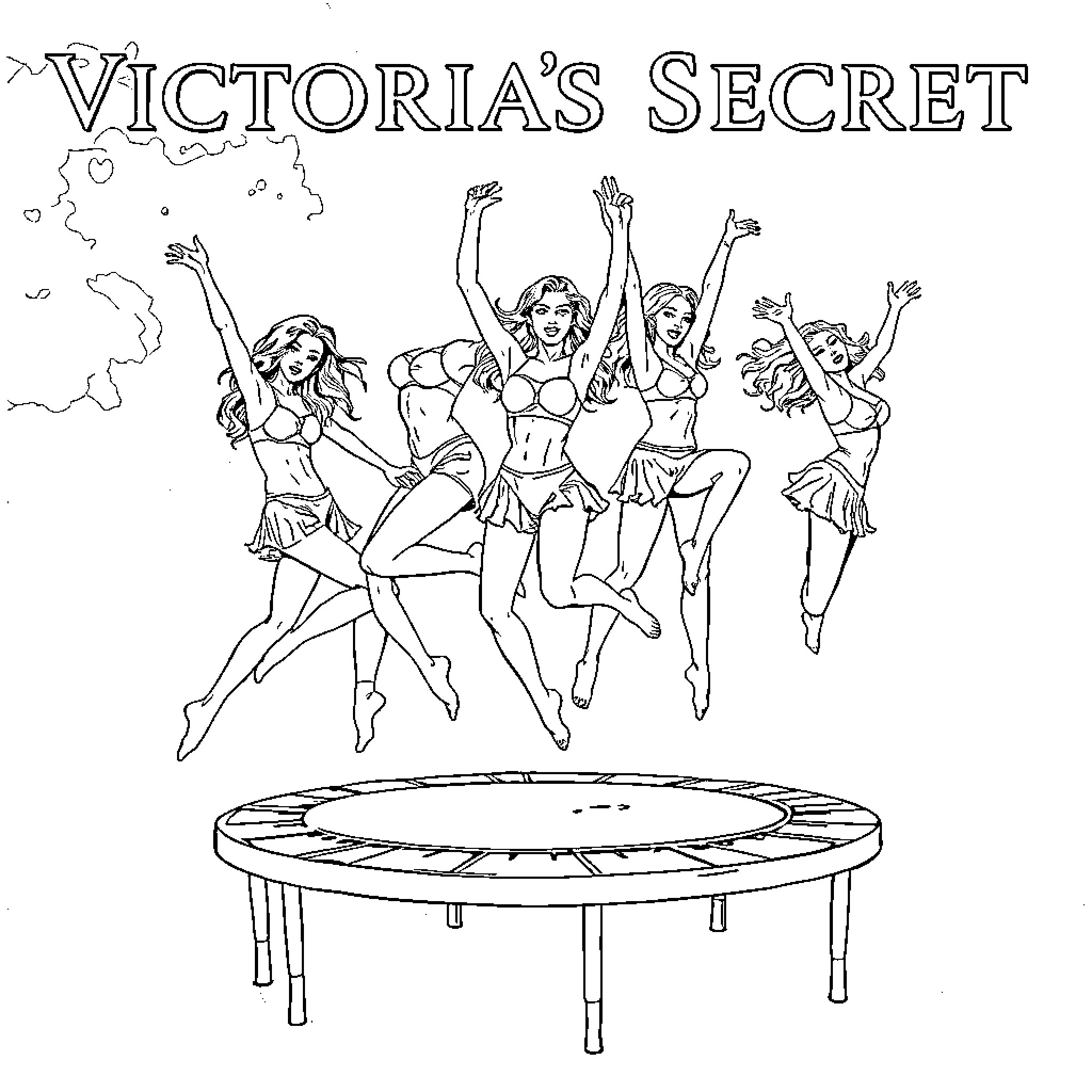 Model Victoria's Secret Fashion Show Coloring Page (free black-and-white line drawing printable PDF for all, from beginners to advanced learners, including children, teens, adults, and seniors)