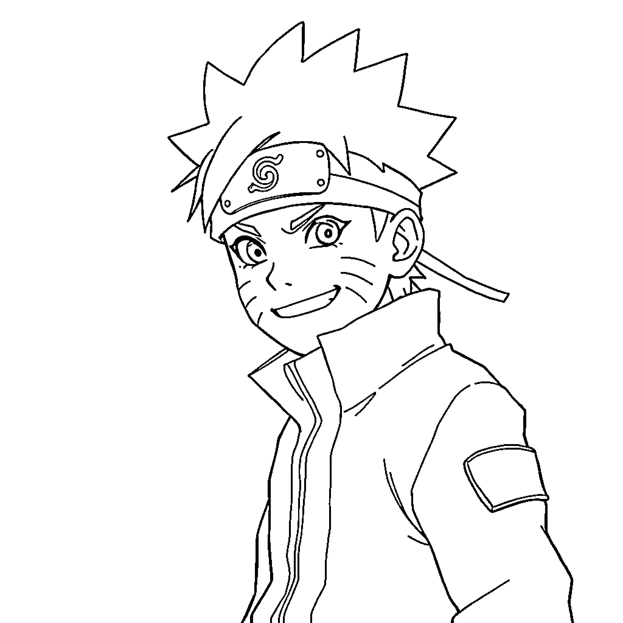 Naruto character showing energetic expression Coloring Page (free black-and-white line drawing printable PDF for all, from beginners to advanced learners, including children, teens, adults, and seniors)