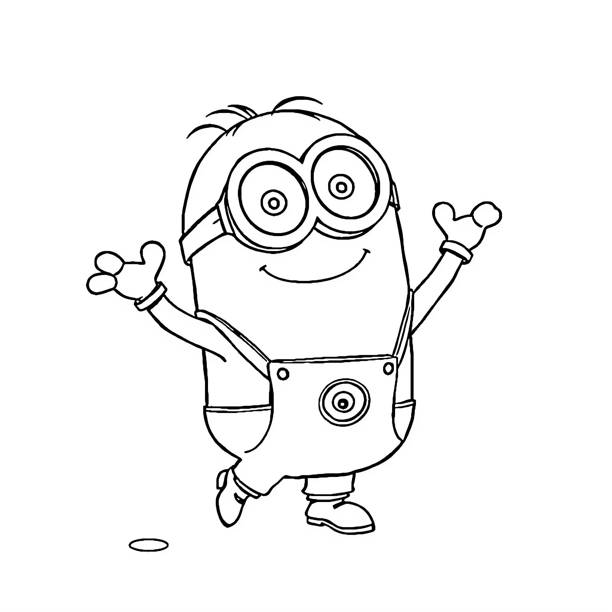 Minion expressing joy and enthusiasm Coloring Page (free black-and-white line drawing printable PDF for all, from beginners to advanced learners, including children, teens, adults, and seniors)