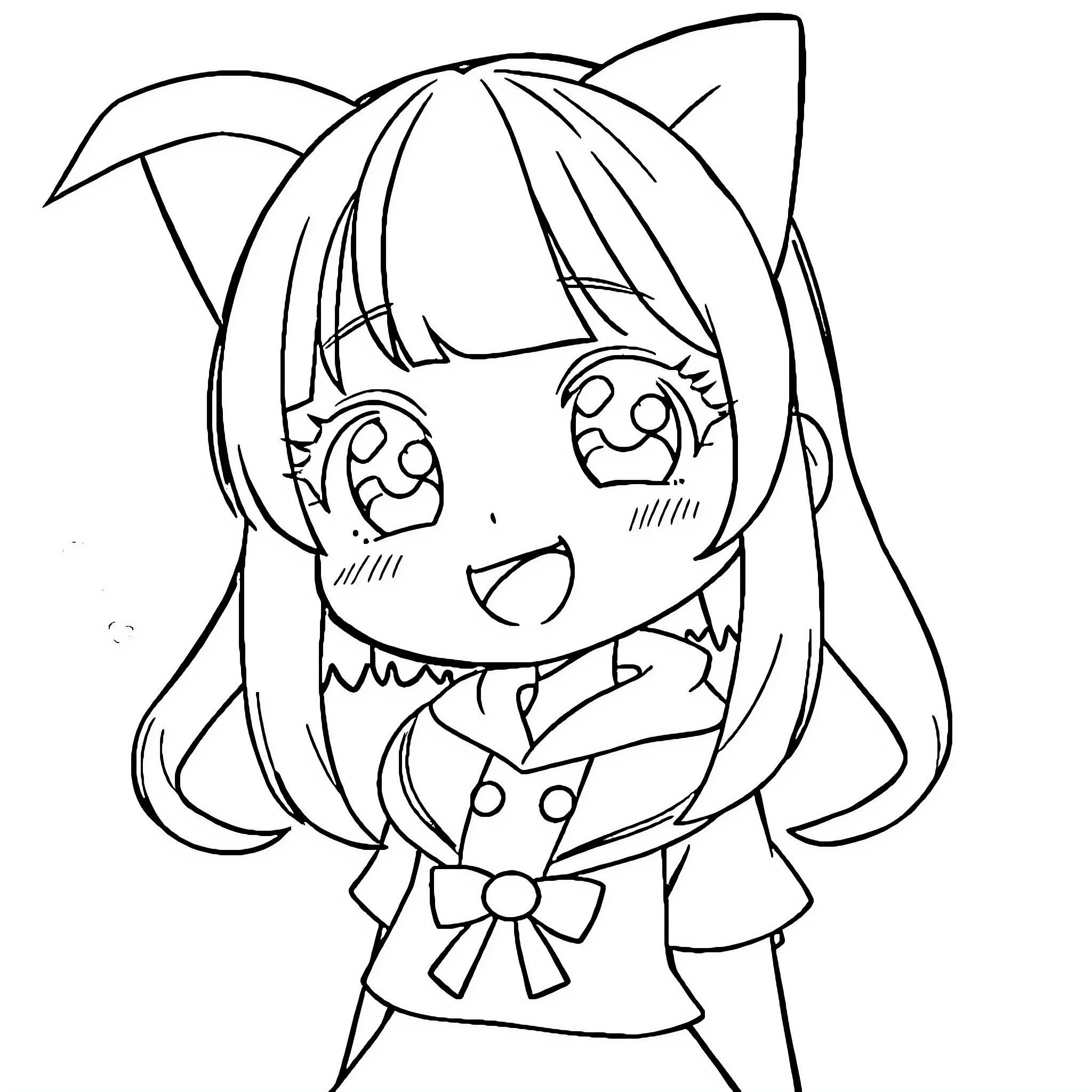 Kuromi having fun with cute expressions Coloring Page (free black-and-white line drawing printable PDF for all, from beginners to advanced learners, including children, teens, adults, and seniors)