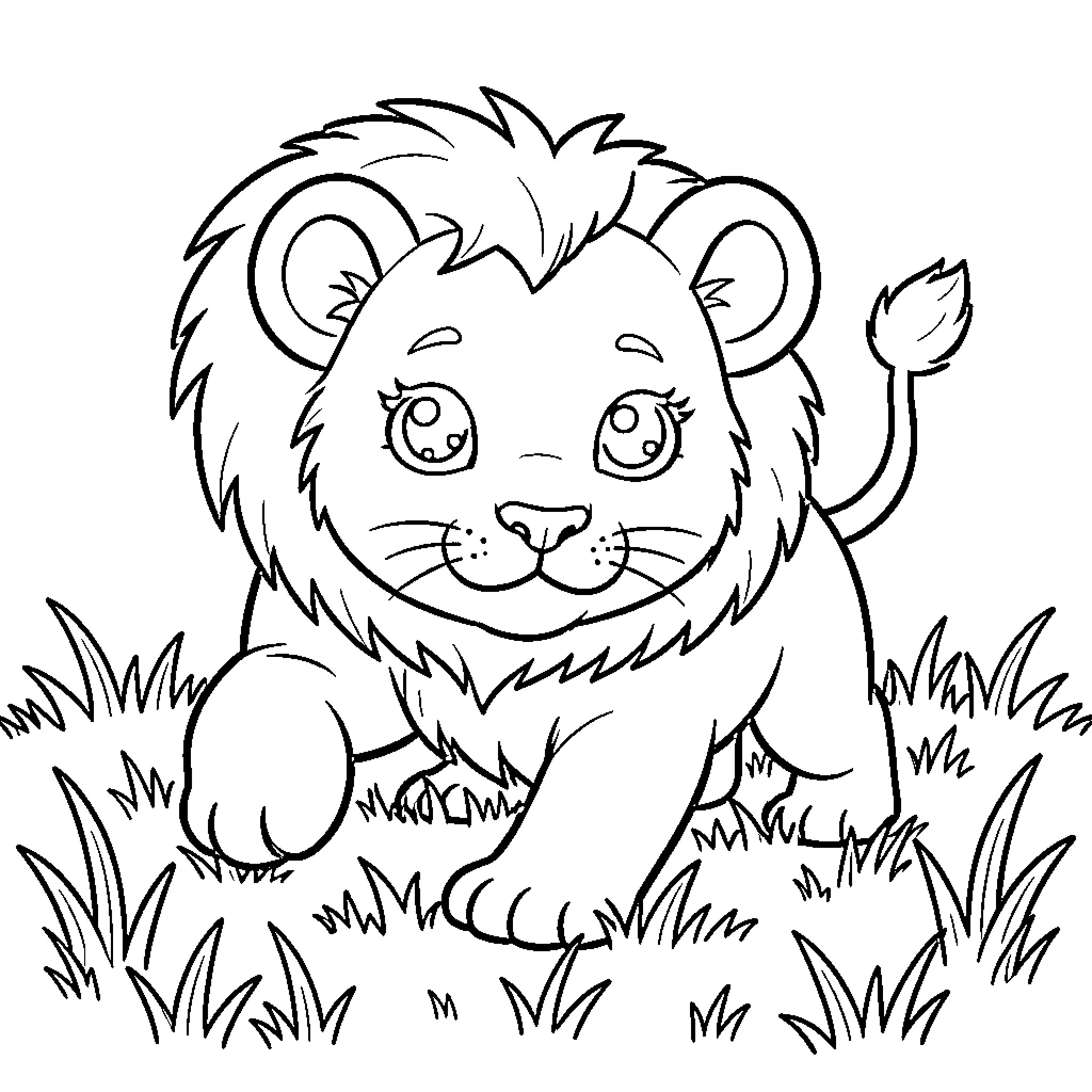 Lion resting peacefully in the wild Coloring Page (free black-and-white line drawing printable PDF for all, from beginners to advanced learners, including children, teens, adults, and seniors)