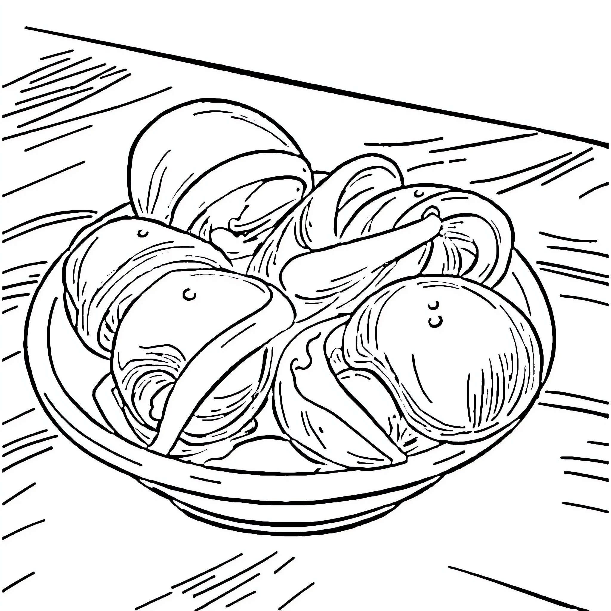 Snail crawling in a bowl Coloring Page (free black-and-white line drawing printable PDF for all, from beginners to advanced learners, including children, teens, adults, and seniors)