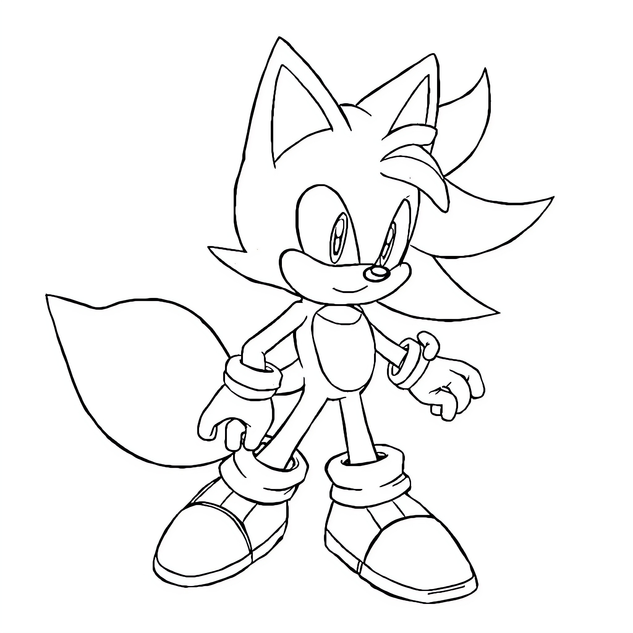 Tails the Adventurous Hedgehog Coloring Page (free black-and-white line drawing printable PDF for all, from beginners to advanced learners, including children, teens, adults, and seniors)