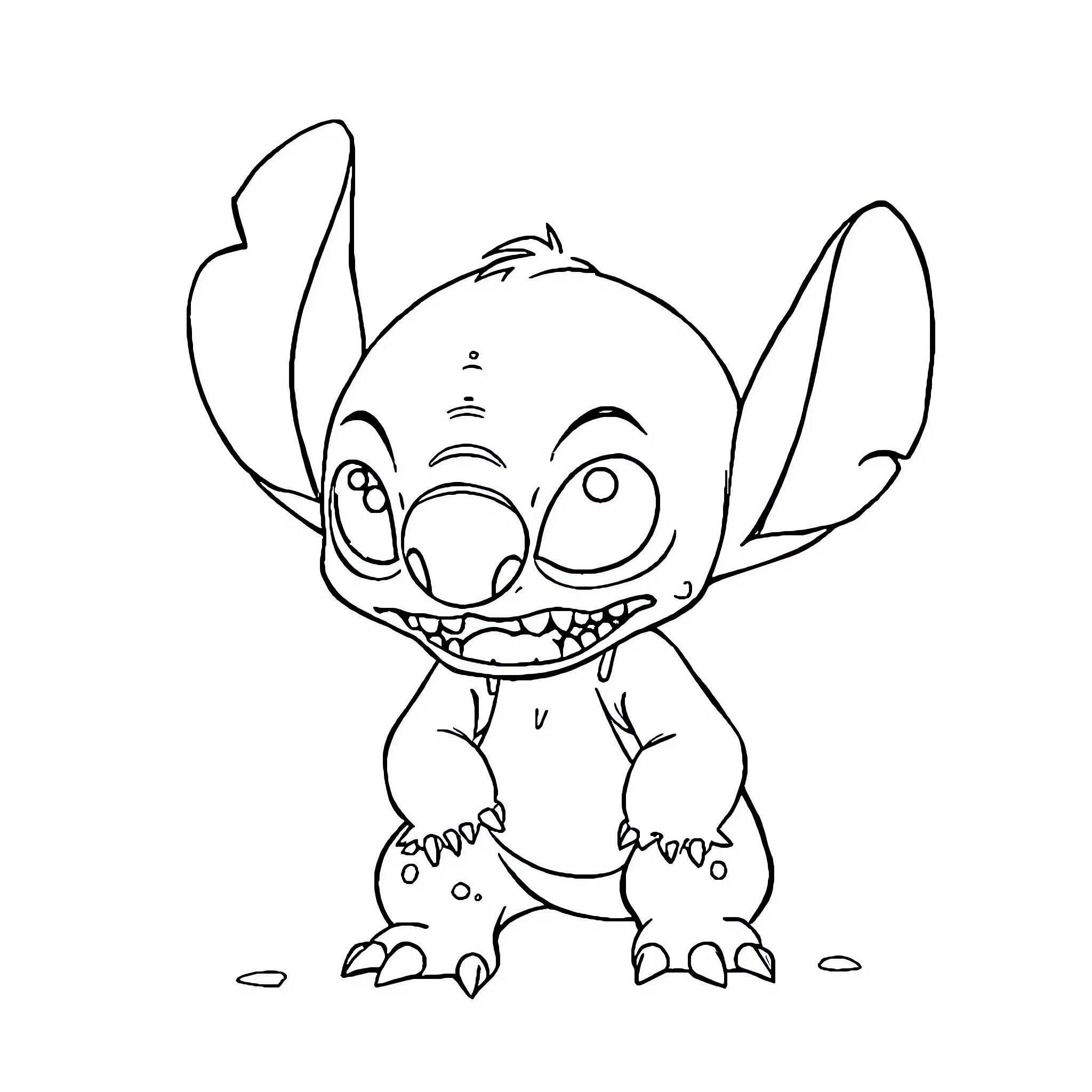 Stitch making a funny face Coloring Page (free black-and-white line drawing printable PDF for all, from beginners to advanced learners, including children, teens, adults, and seniors)