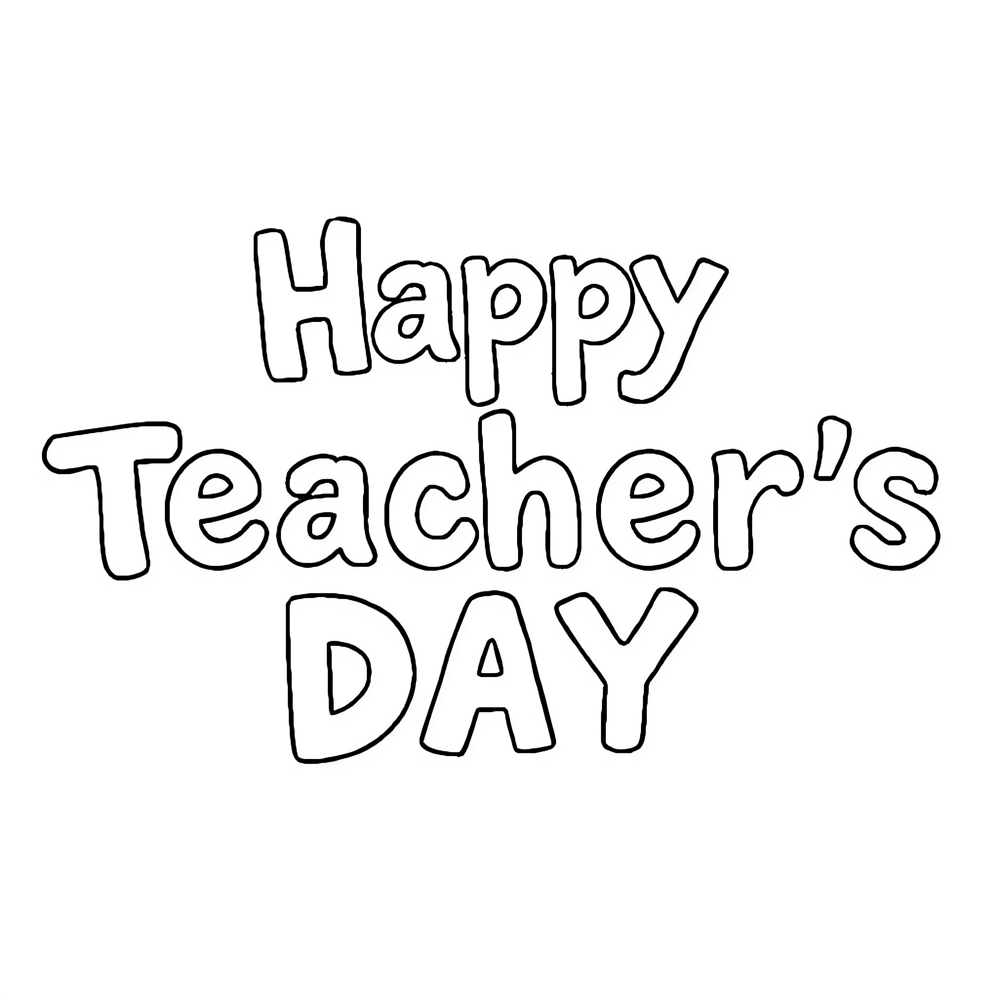 Letter for Happy Teacher's Day Coloring Page (free black-and-white line drawing printable PDF for all, from beginners to advanced learners, including children, teens, adults, and seniors)