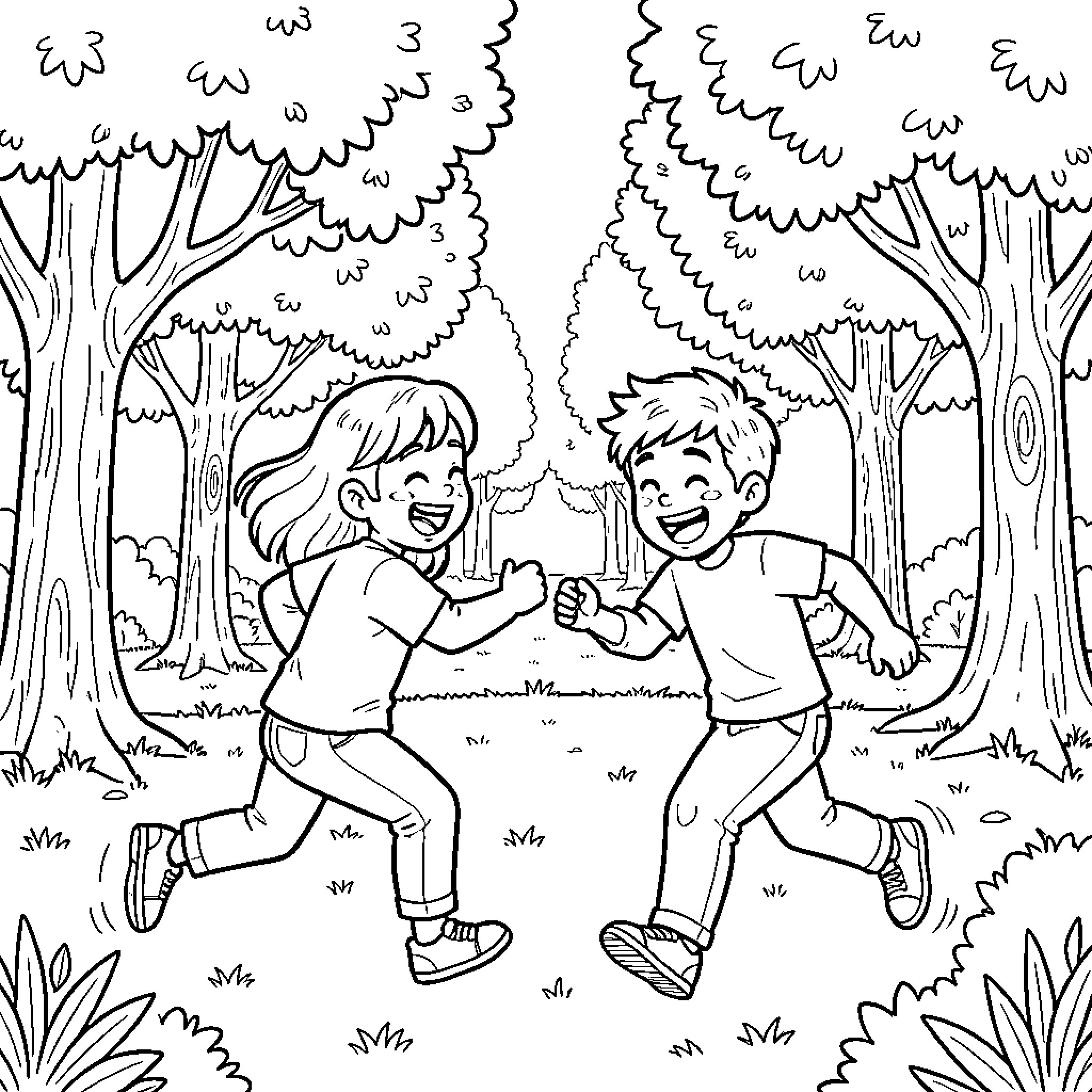 Sofia's joyful outdoor adventure with a friend Coloring Page (free black-and-white line drawing printable PDF for all, from beginners to advanced learners, including children, teens, adults, and seniors)
