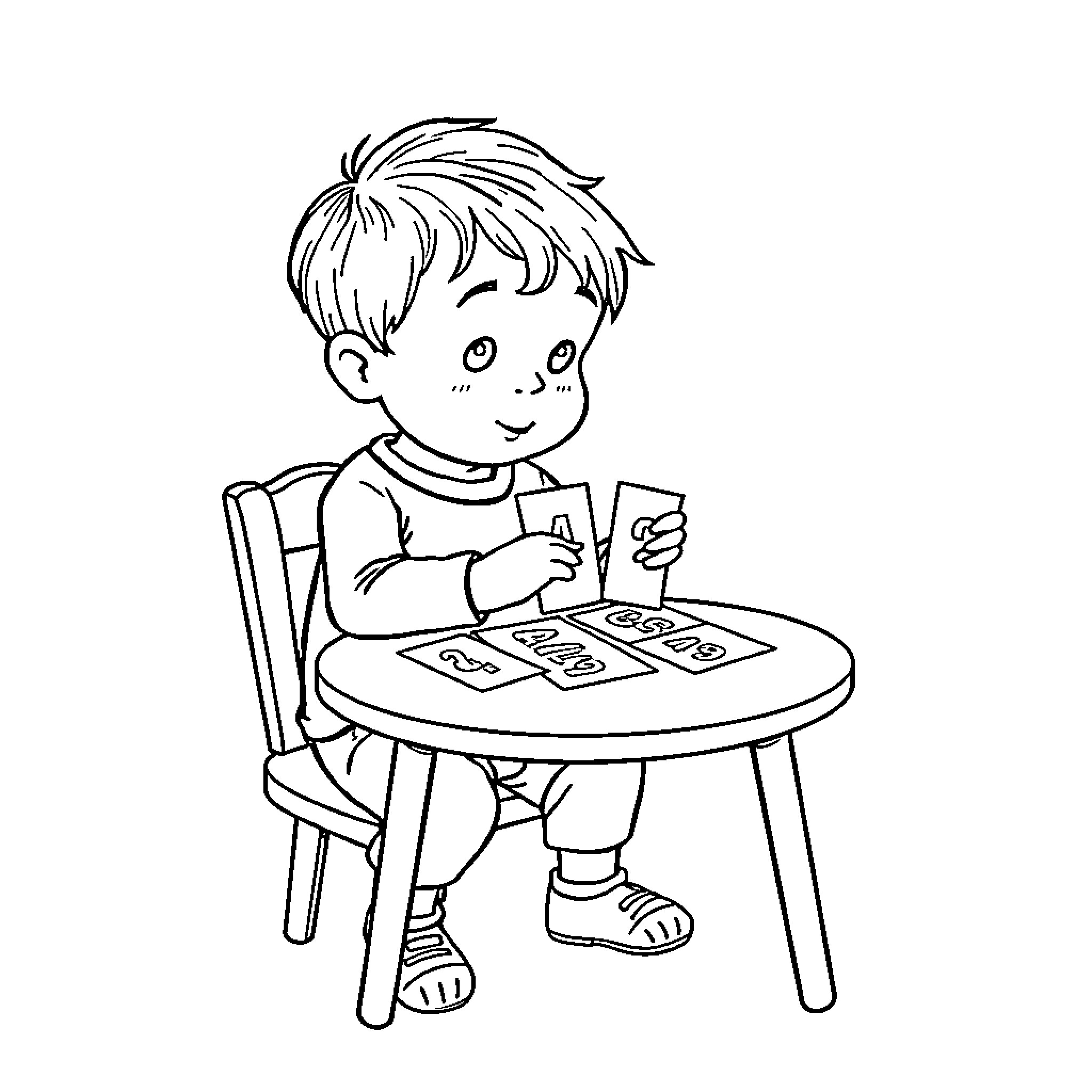 Kid Engaged in Creative Drawing Activity Coloring Page (free black-and-white line drawing printable PDF for all, from beginners to advanced learners, including children, teens, adults, and seniors)